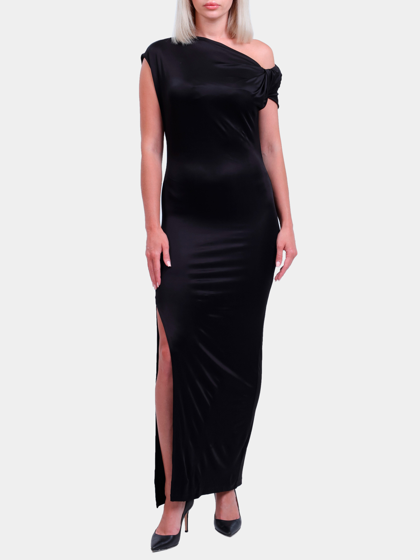 Платье Hugo 50536947 001 черное женское с разрезом — купить в интернет-магазине Verdistore