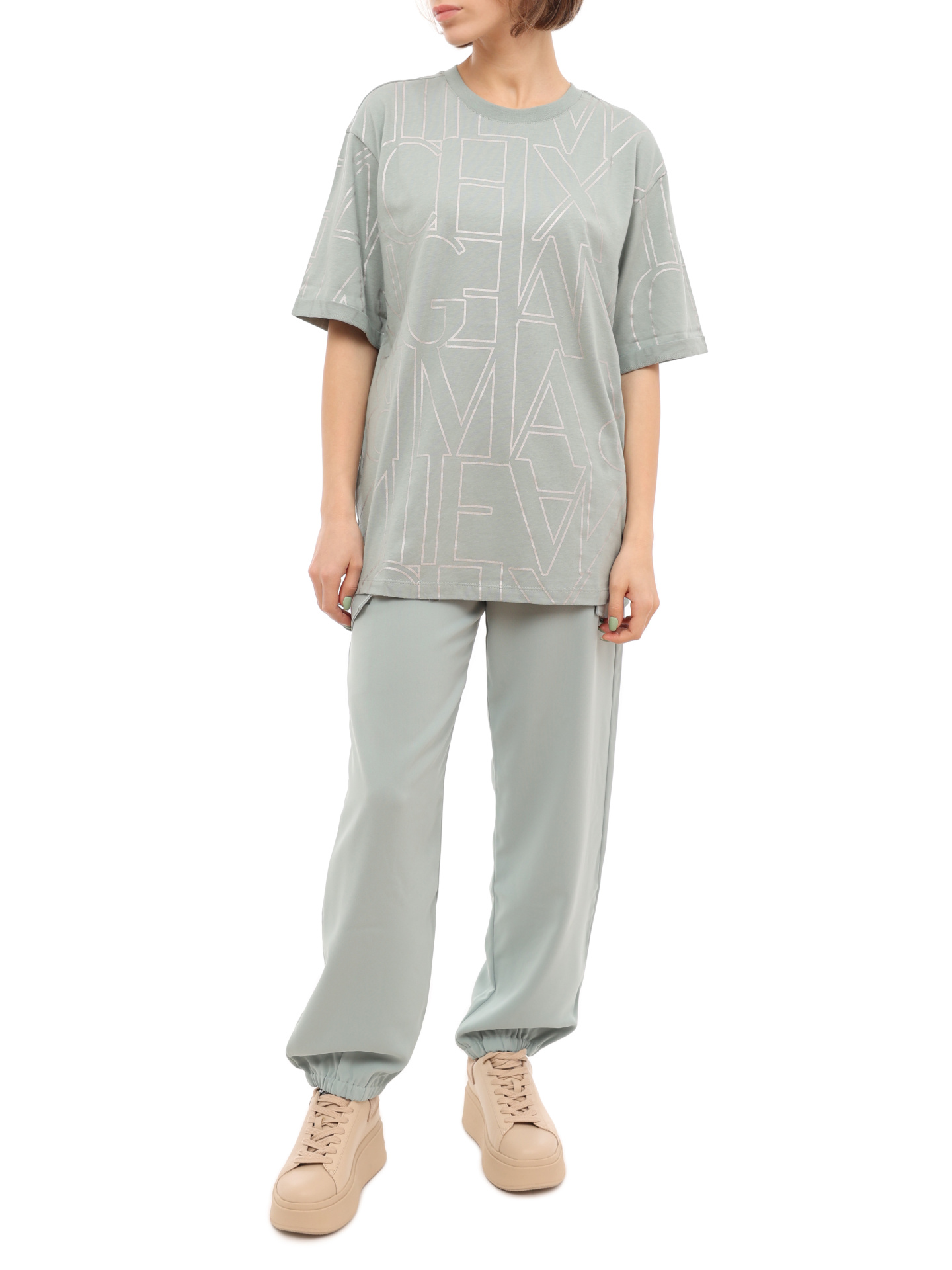 картинка Брюки спортивные Armani Exchange 6LYP31 YN4FZ 1872 голубые женские с накладными карманами от магазина Verdistore