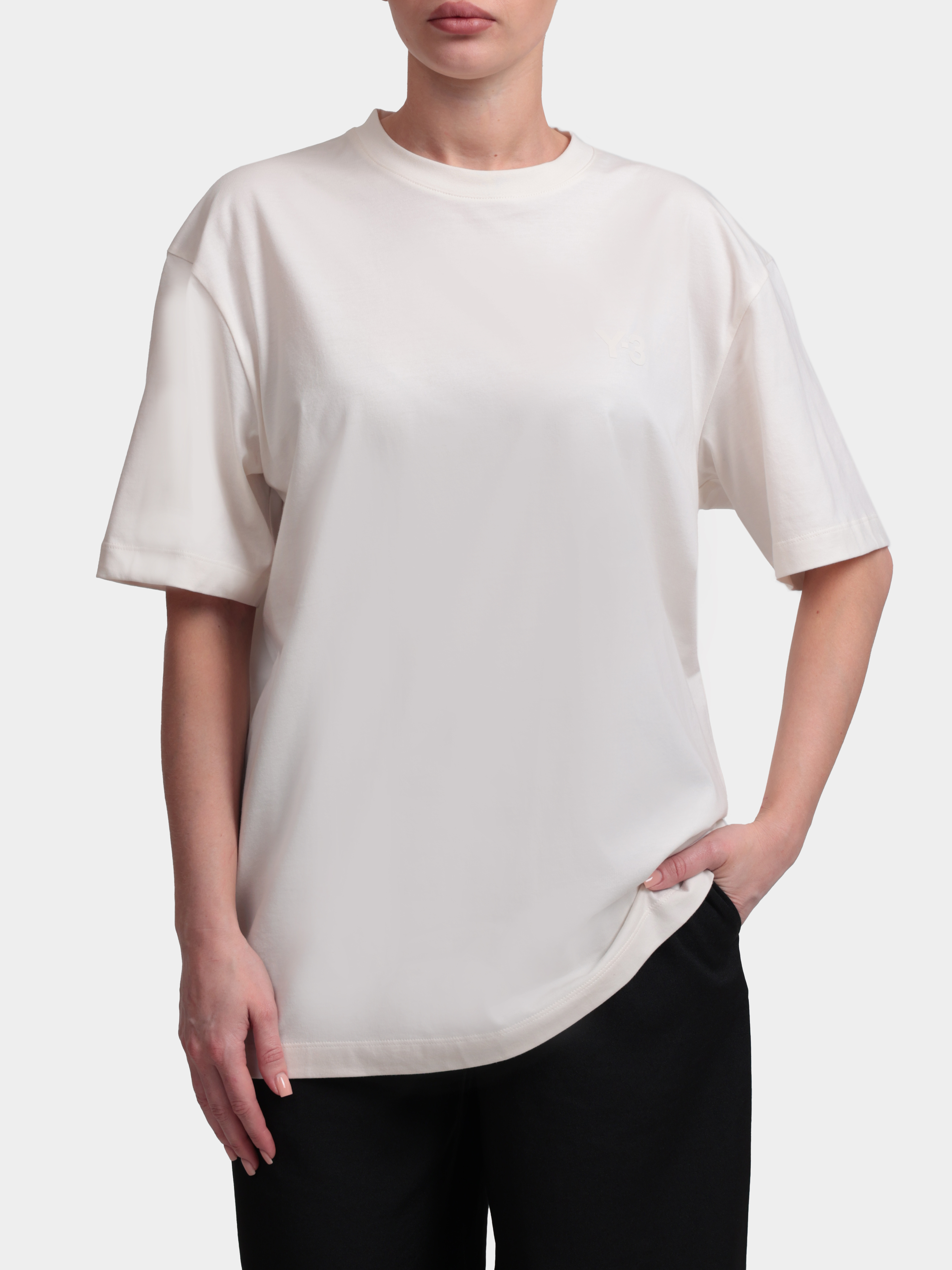 Футболка Y3 KQ9782 CHALKWHITE белая женская однотонная свободного кроя — купить в интернет-магазине Verdistore