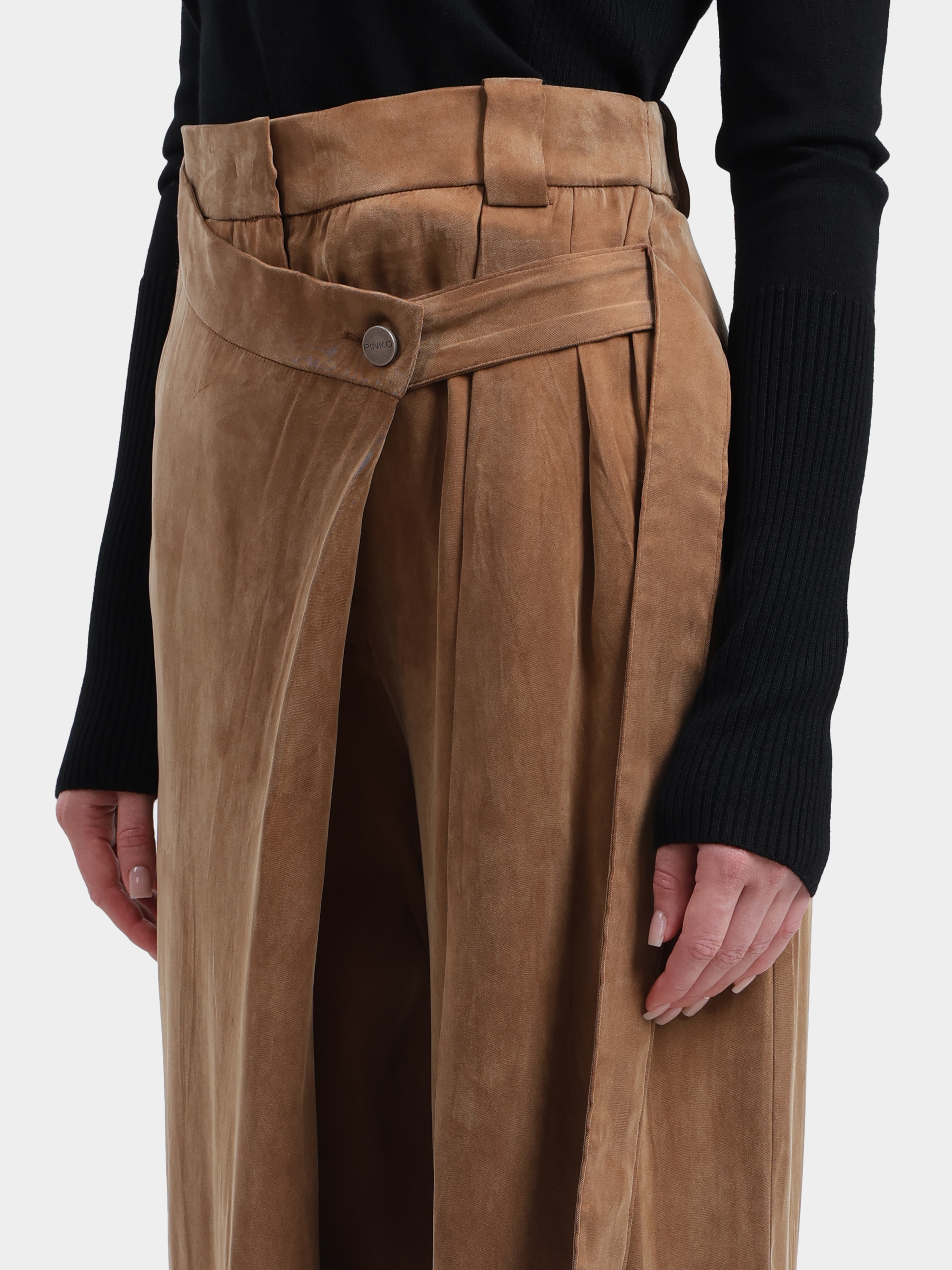Брюки Pinko 105570 A3F8 M10 коричневые женские на запах — купить в интернет-магазине Verdistore