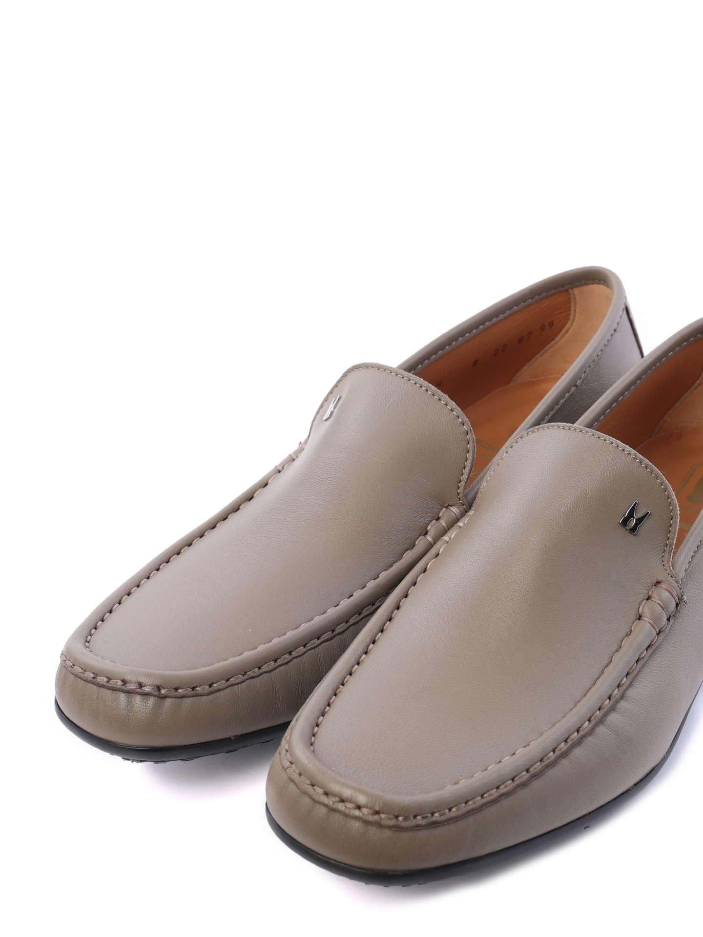Мокасины серо-бежевые кожаные с приподнятым носком — купить в интернет-магазине Verdistore