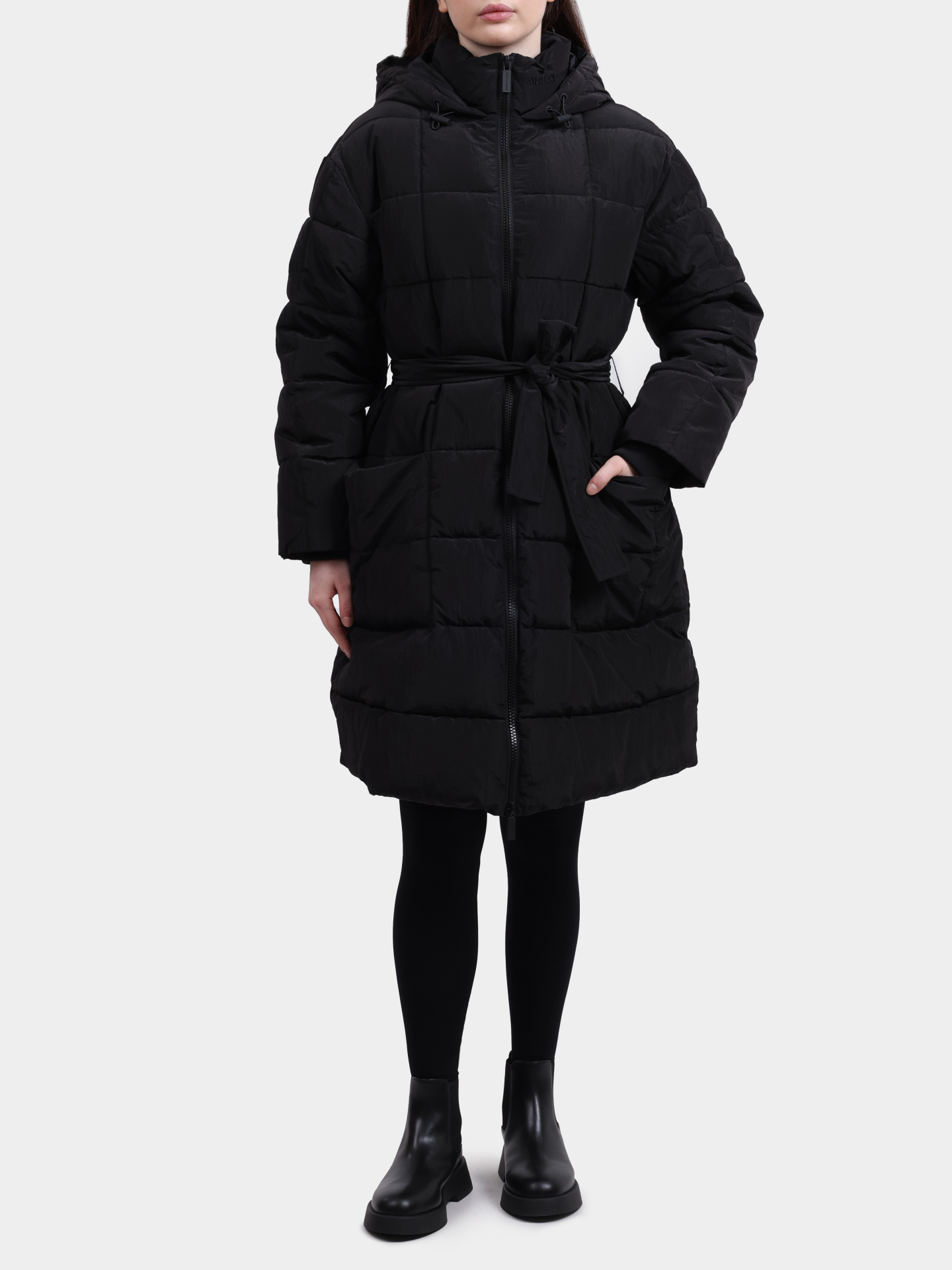 Пуховик Armani Exchange AF16207 UC001 черный стеганый женский — купить в интернет-магазине Verdistore