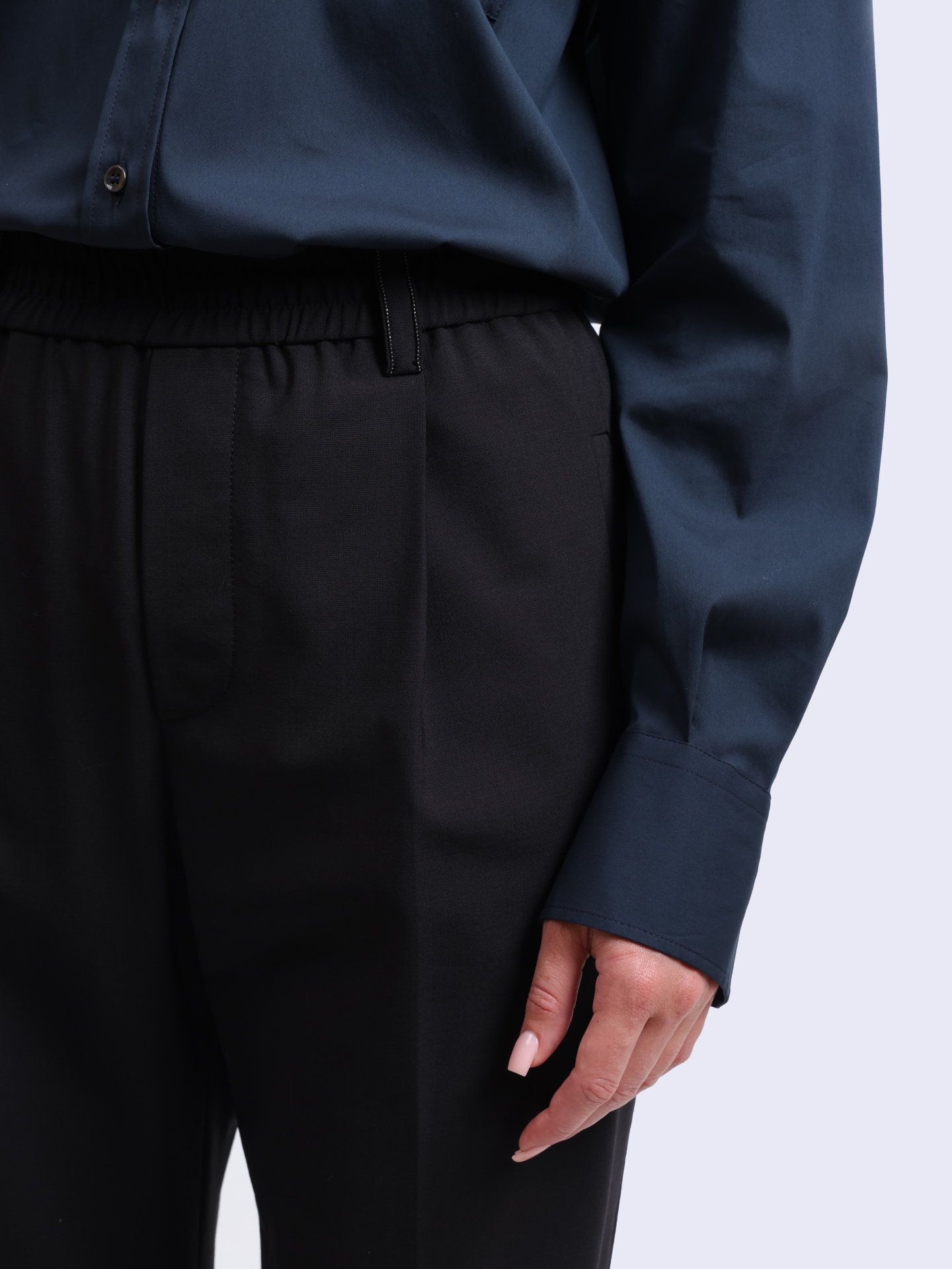 Брюки Brunello Cucinelli M0W07B1031 C101 черные женские из шерсти — купить в интернет-магазине Verdistore
