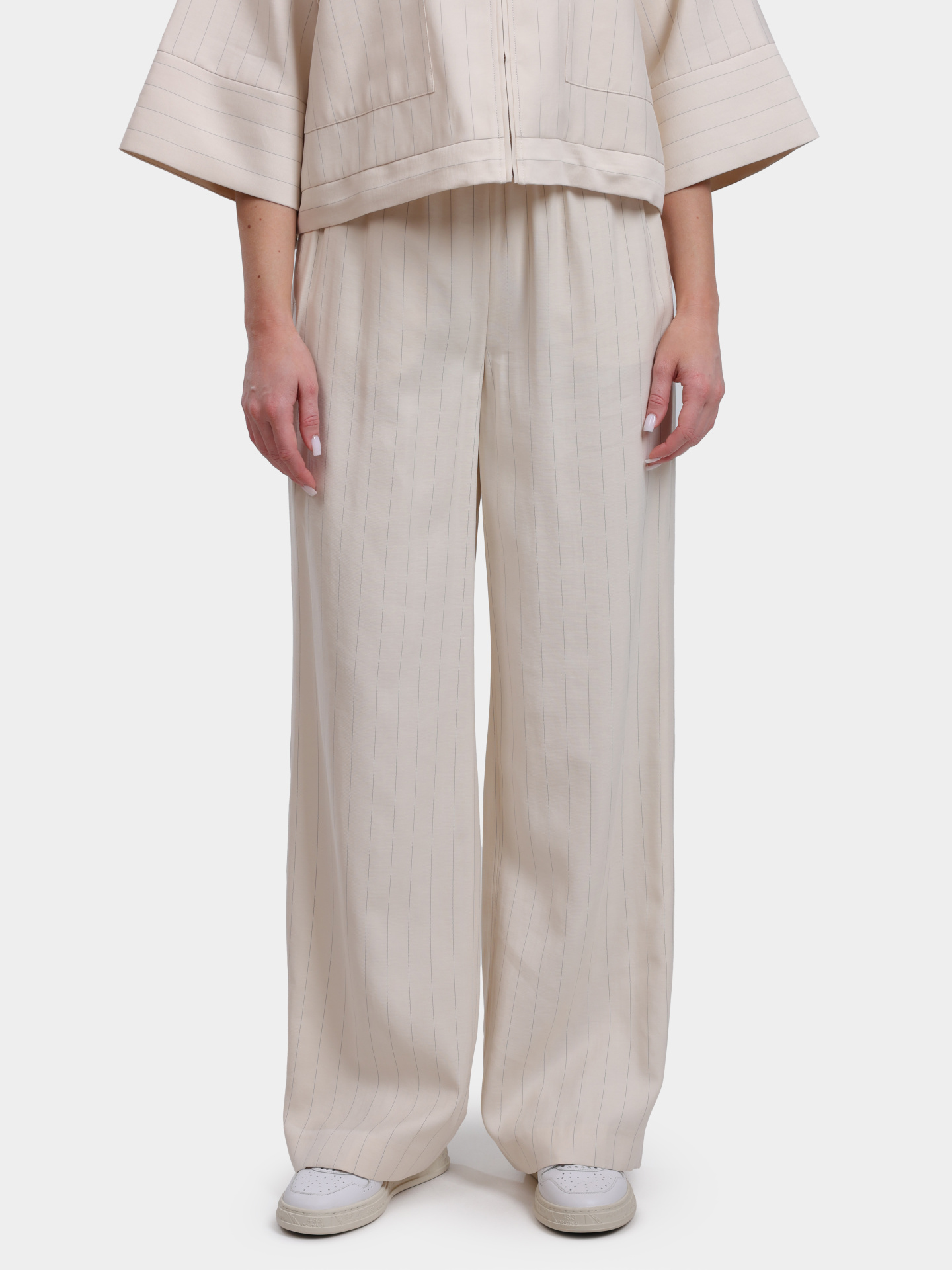 Брюки Liu-Jo CA6113 T557A P9579 бежевые женские в полоску — купить в интернет-магазине Verdistore