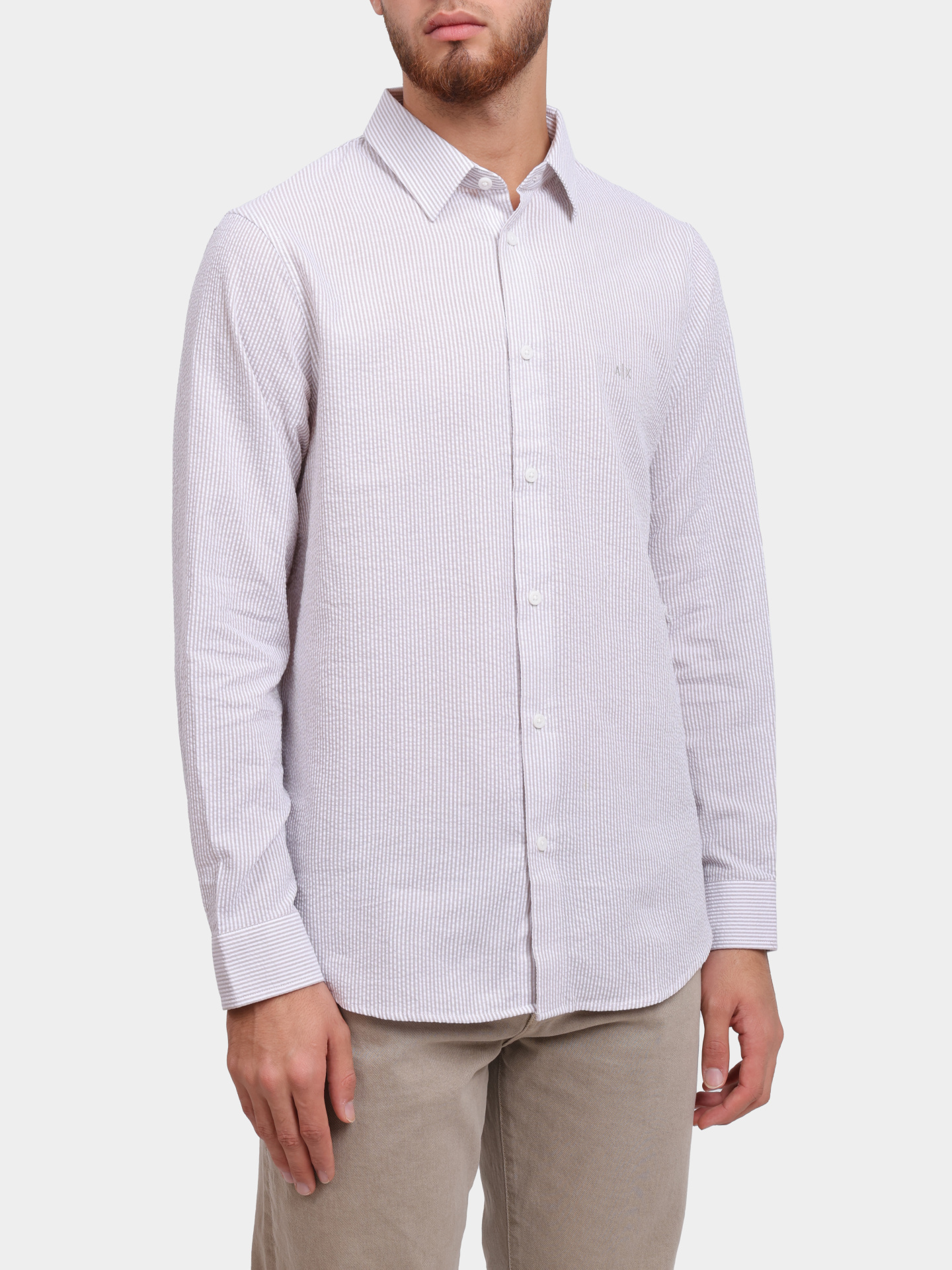 Рубашка Armani Exchange XM000429 AF13141 M6062 хлопковая мужская в полоску  — купить в интернет-магазине Verdistore