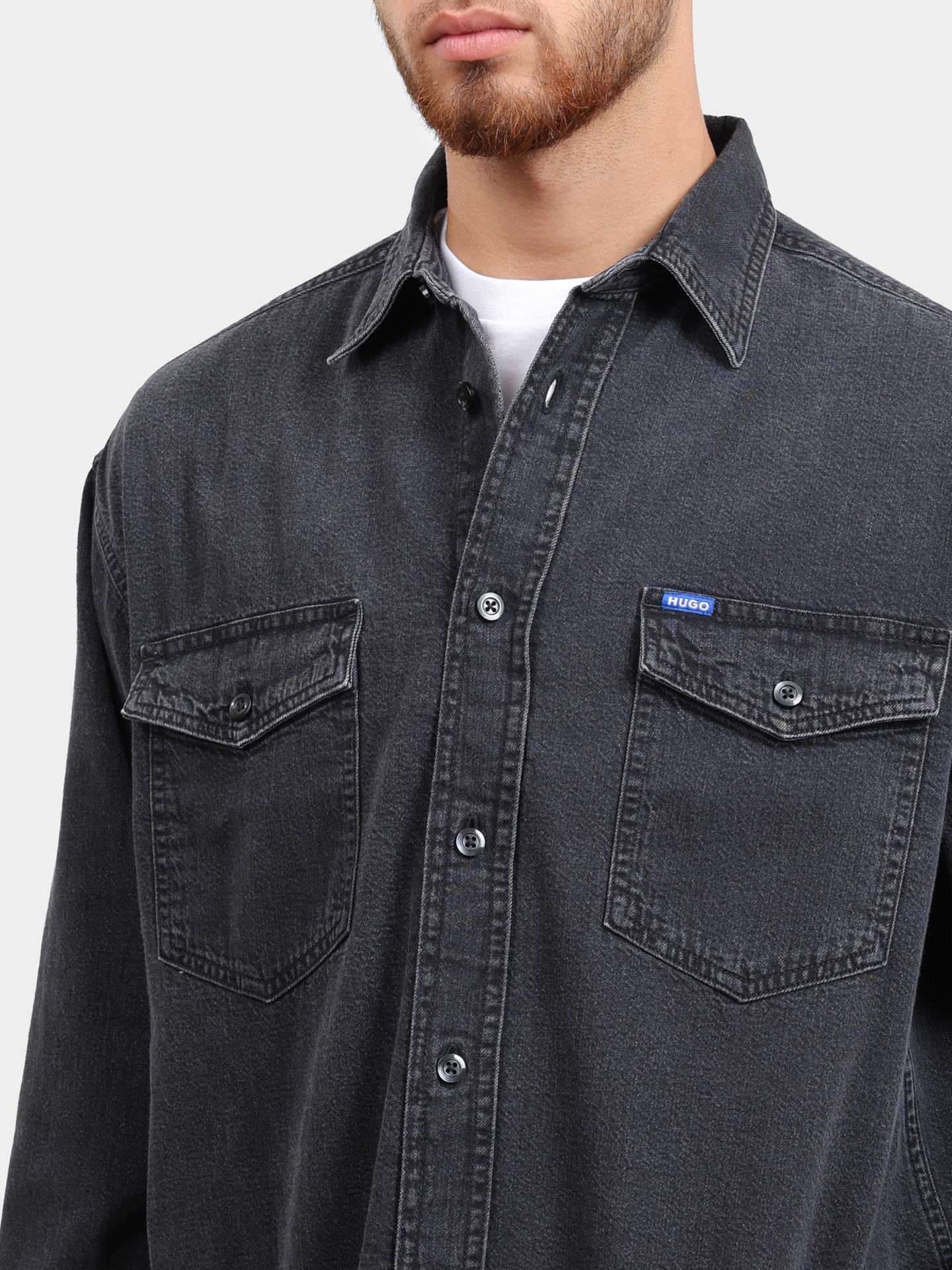 Рубашка Hugo 10268619 01 50534179 021 джинсовая мужская — купить в интернет-магазине Verdistore