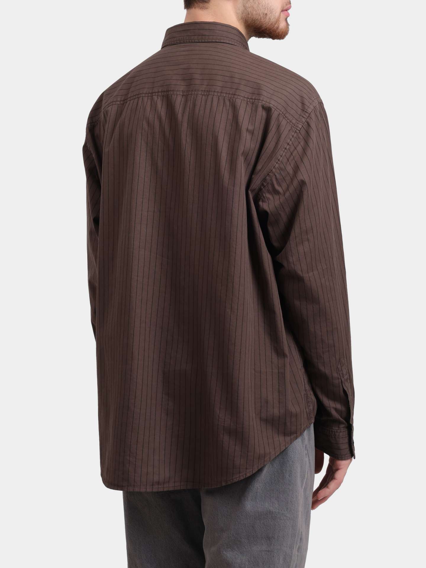 Рубашка HUGO BLUE Ebalto 10276057 01 50555404 208 коричневая мужская с принтом в полоску — купить в интернет-магазине Verdistore