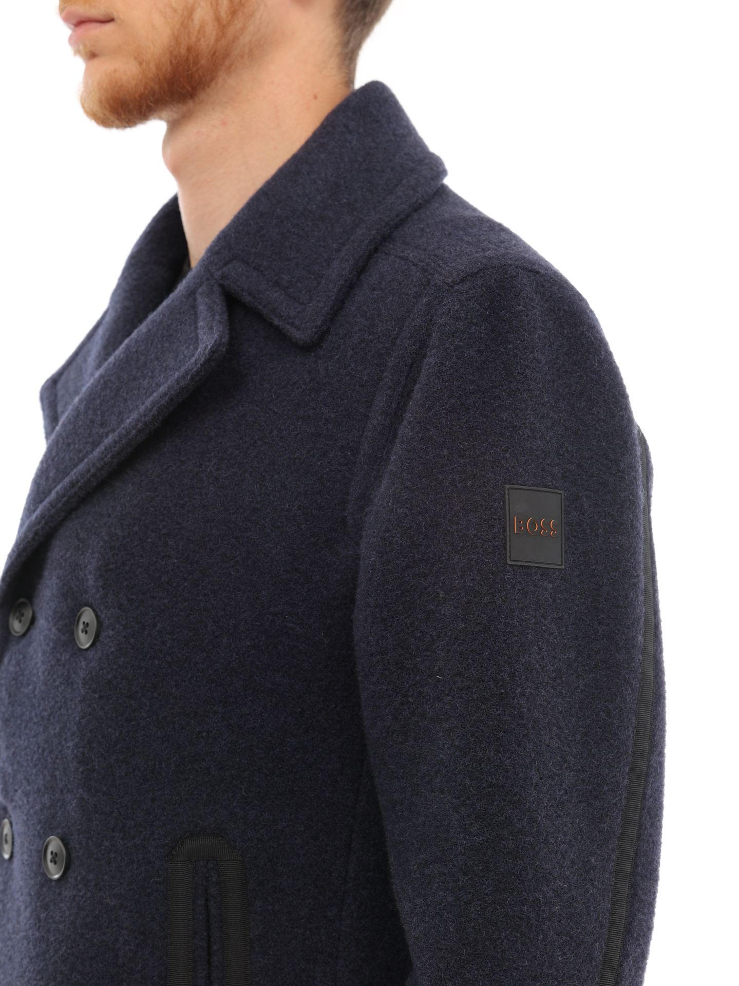Пальто Boss 50476809 404 темно-синее мужское из шерсти — купить в интернет-магазине Verdistore
