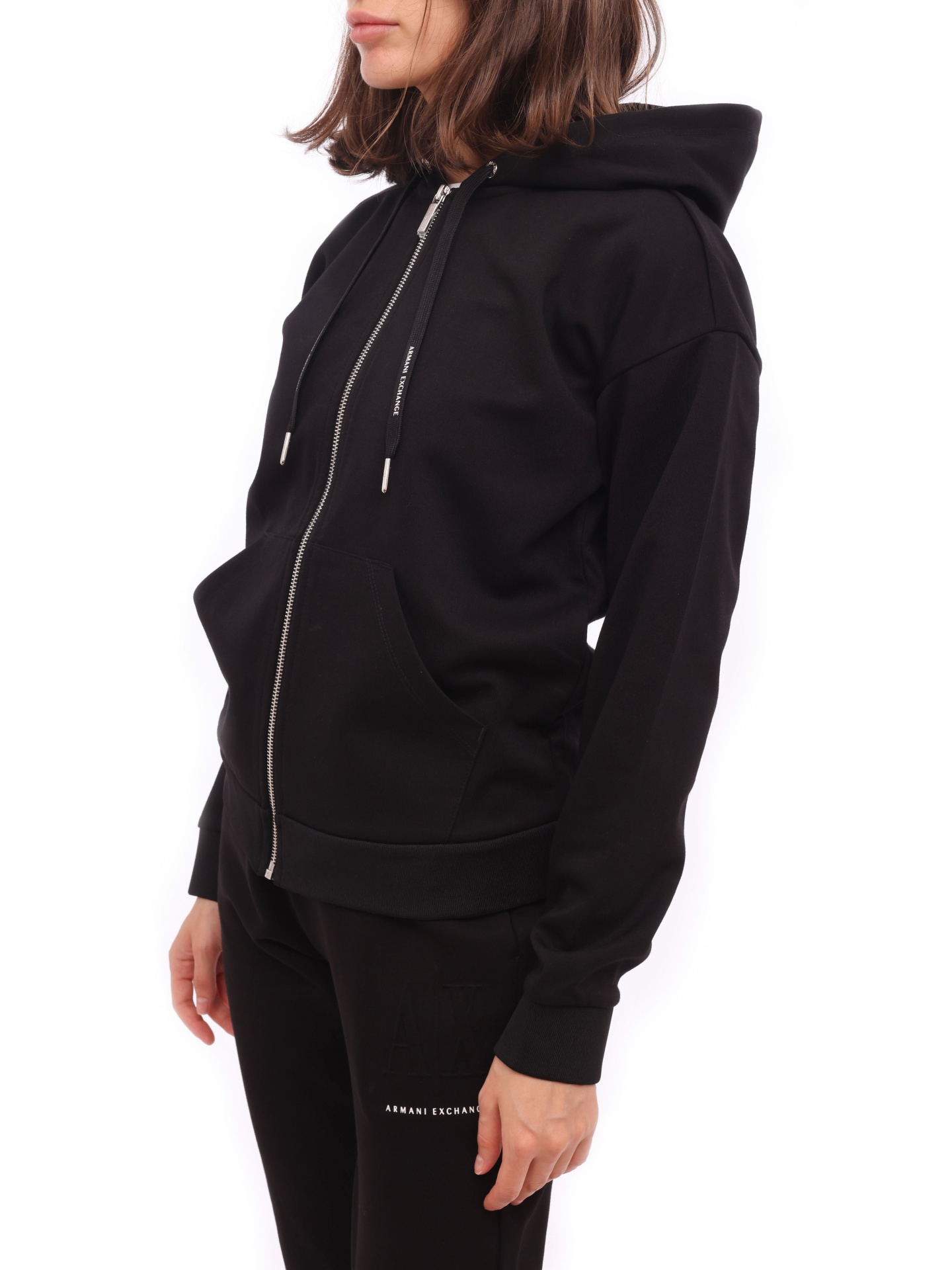 Мастерка Armani Exchange 8NYM97 YJ1GZ 1200 черная женская с логотипом — купить в интернет-магазине Verdistore
