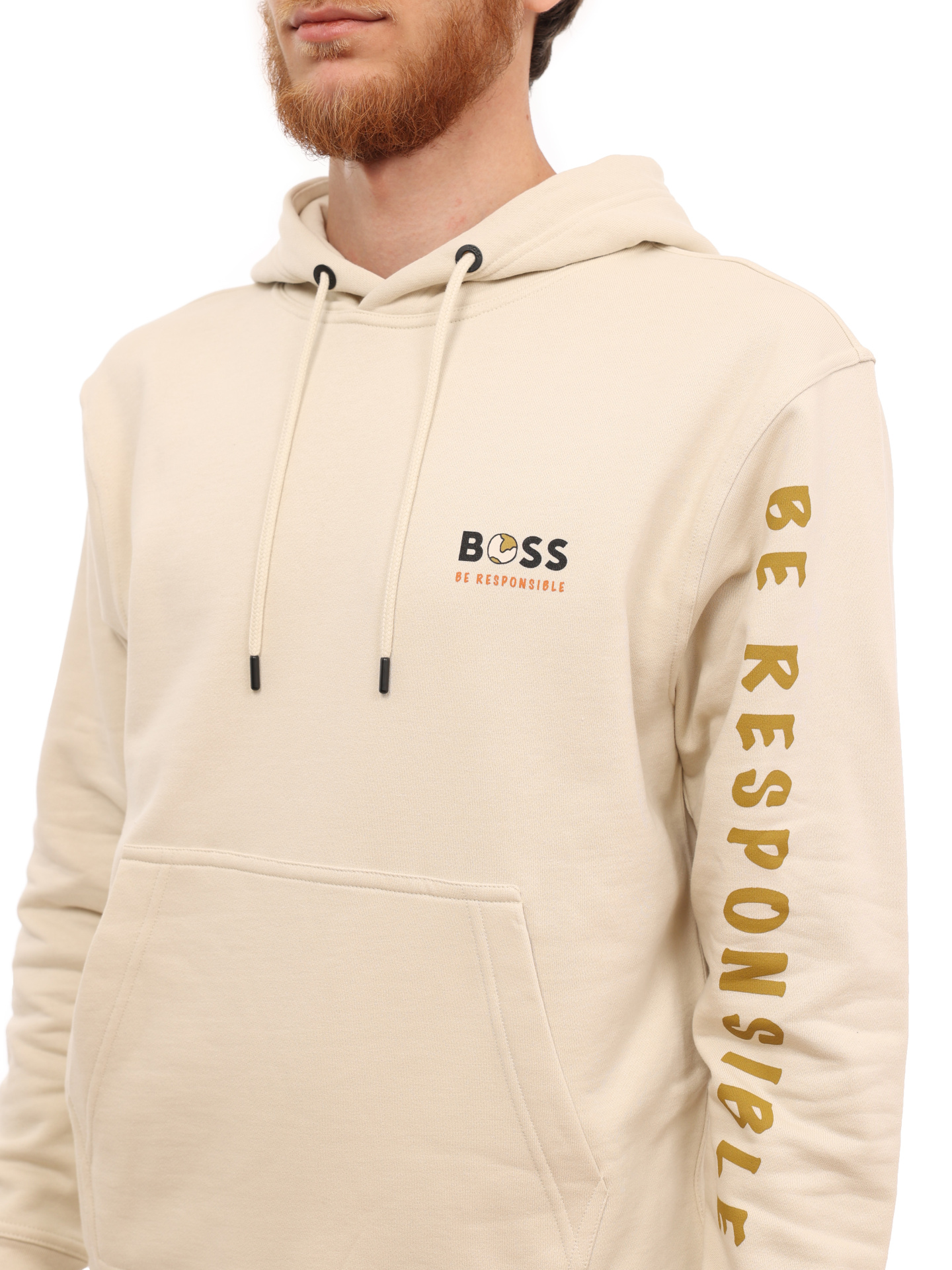 Худи Boss 50477062 131 бежевое мужское из хлопка — купить в интернет-магазине Verdistore