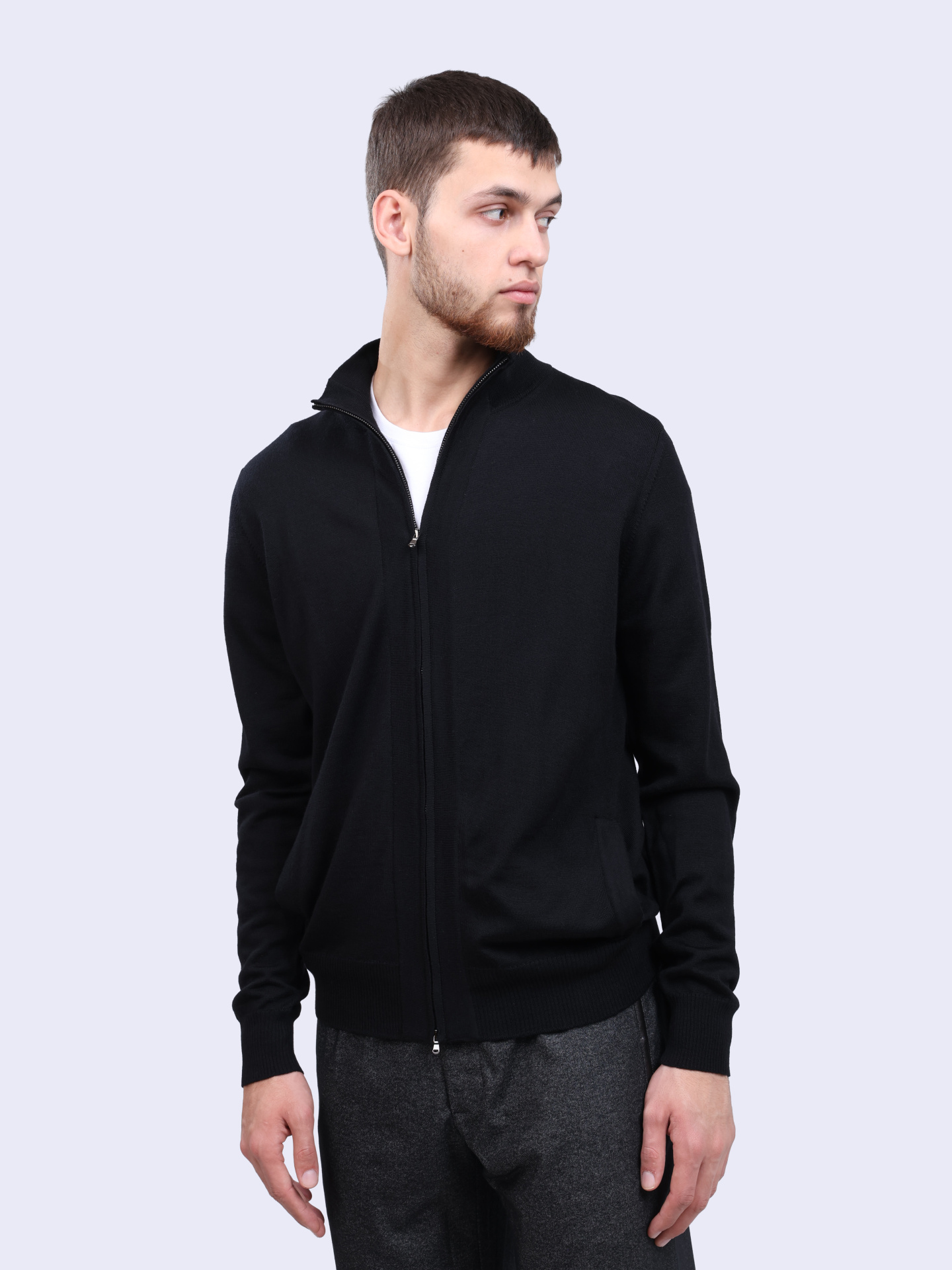 Кардиган Alpha Studio AU-7025E 1004 черный мужской из шерсти — купить в интернет-магазине Verdistore