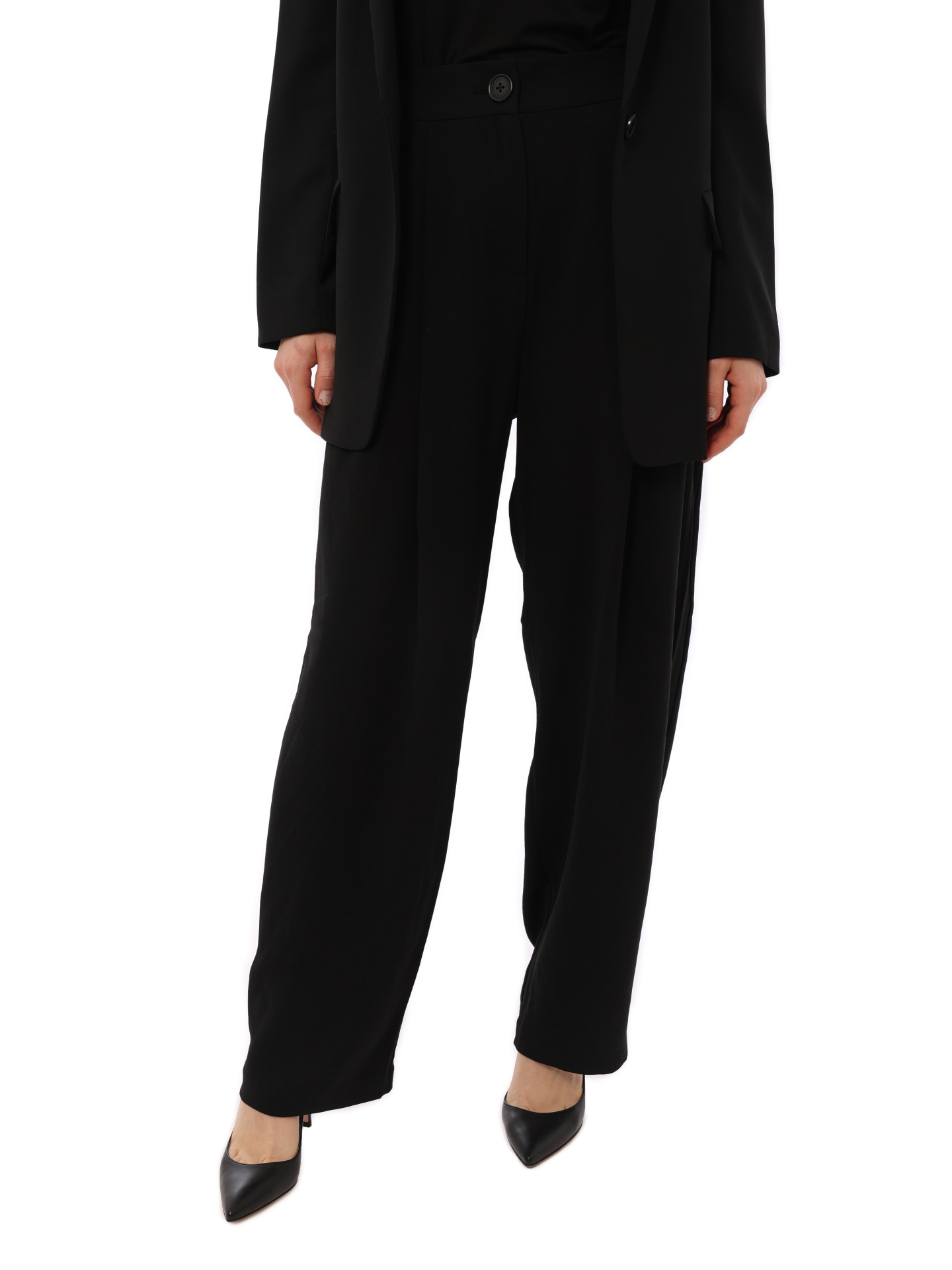 картинка Брюки Armani Exchange 3RYP45 YN9JZ 1200 черные женские с защипами от магазина Verdistore