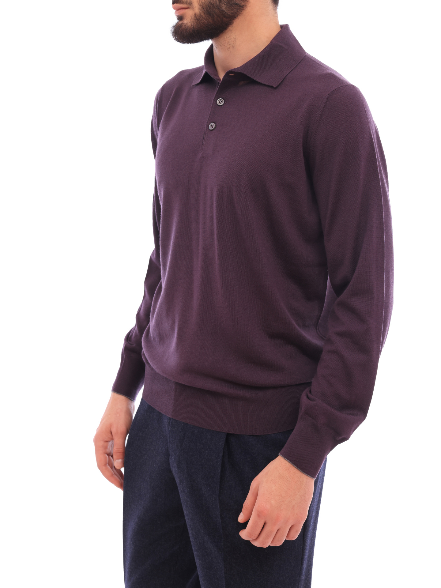 Поло Brunello Cucinelli M2400295 CF347 фиолетовое мужское из шерсти — купить в интернет-магазине Verdistore