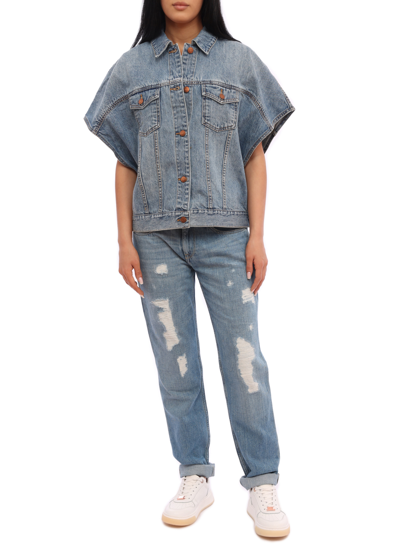 картинка Куртка Armani Exchange 3LYB51 Y1VFZ 1500 джинсовая женская с короткими рукавами от магазина Verdistore