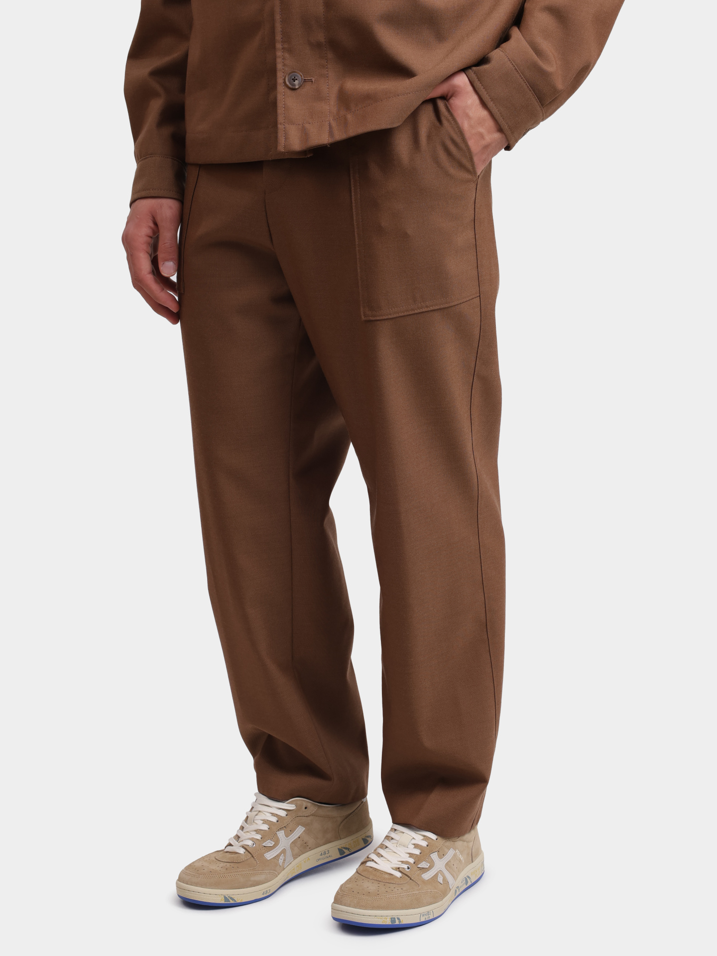 Брюки Boss 50546347 217 коричневые мужские из шерсти — купить в интернет-магазине Verdistore