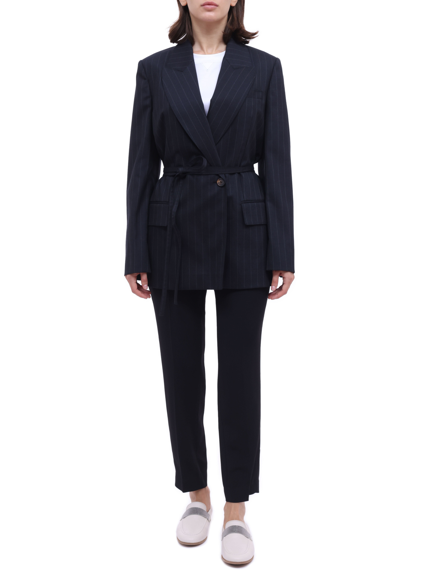 Жакет Brunello Cucinelli MB0252263 C002 шерстяной женский в полоску — купить в интернет-магазине Verdistore