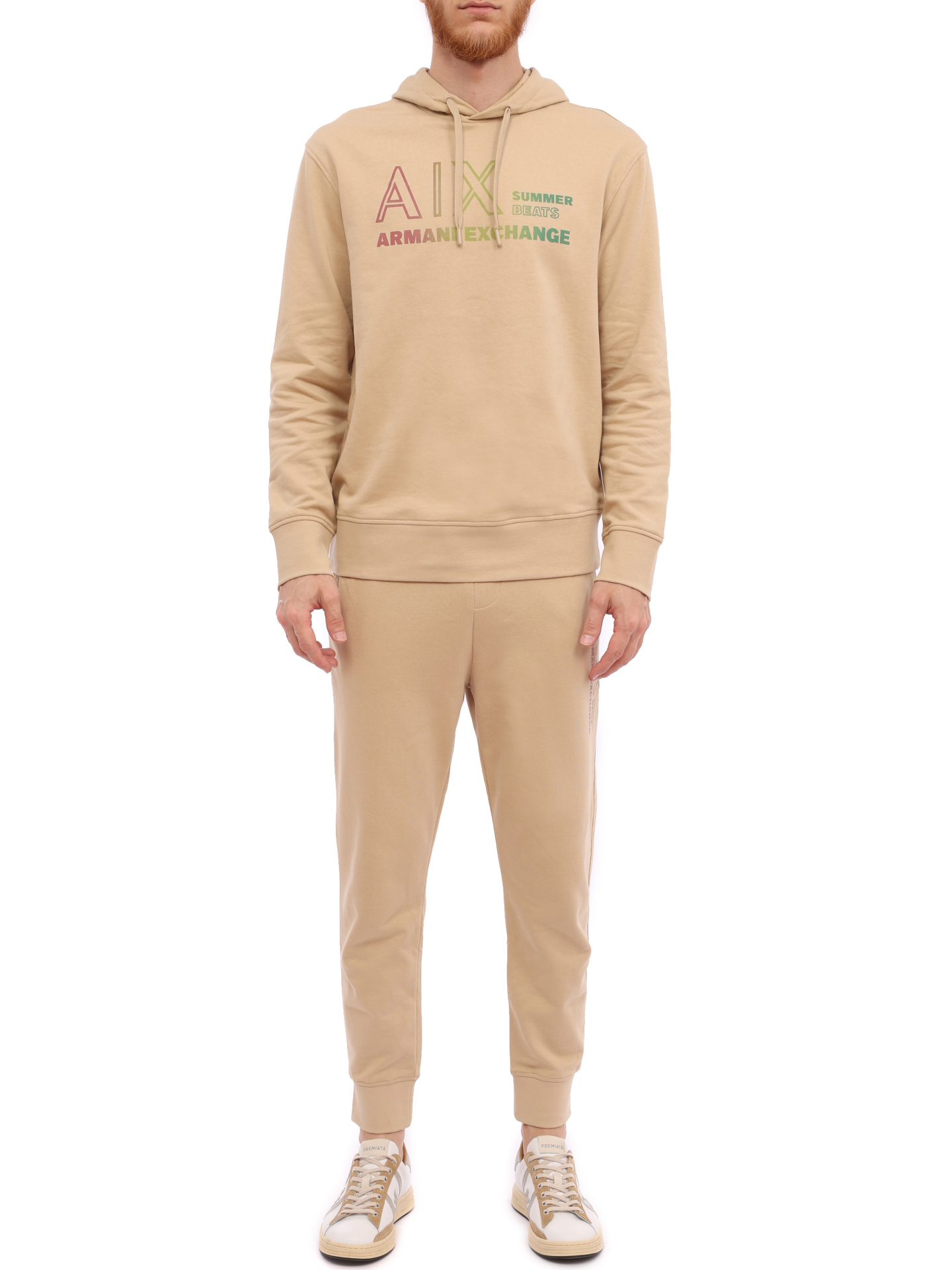 Толстовка Armani Exchange 3RZMJA ZJ7KZ 1785 бежевая мужская из хлопка — купить в интернет-магазине Verdistore