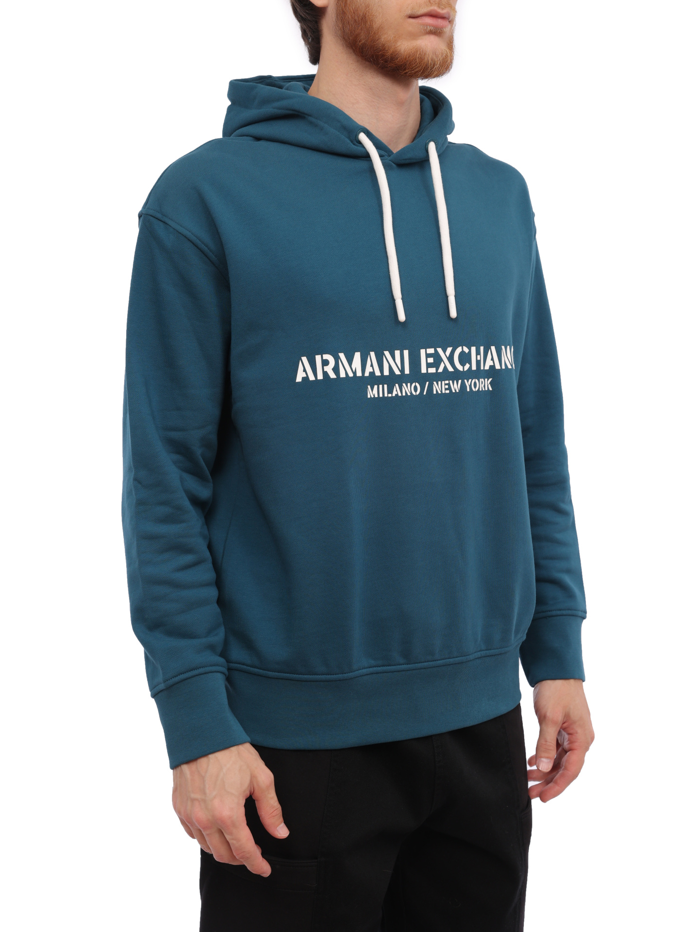 Худи Armani Exchange 6RZMLE ZJ4XZ 15CR синее мужское с логотипом — купить в интернет-магазине Verdistore