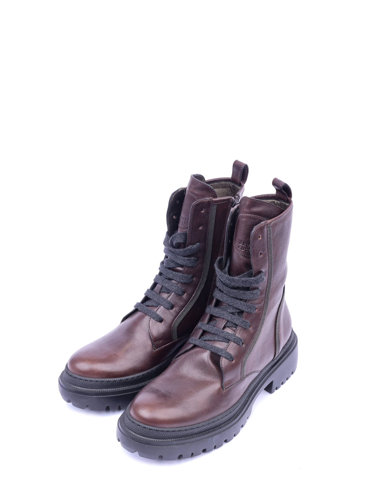 Ботинки Brunello Cucinelli MZSLG1914 C6643 коричневые женские на шнуровке — купить в интернет-магазине Verdistore