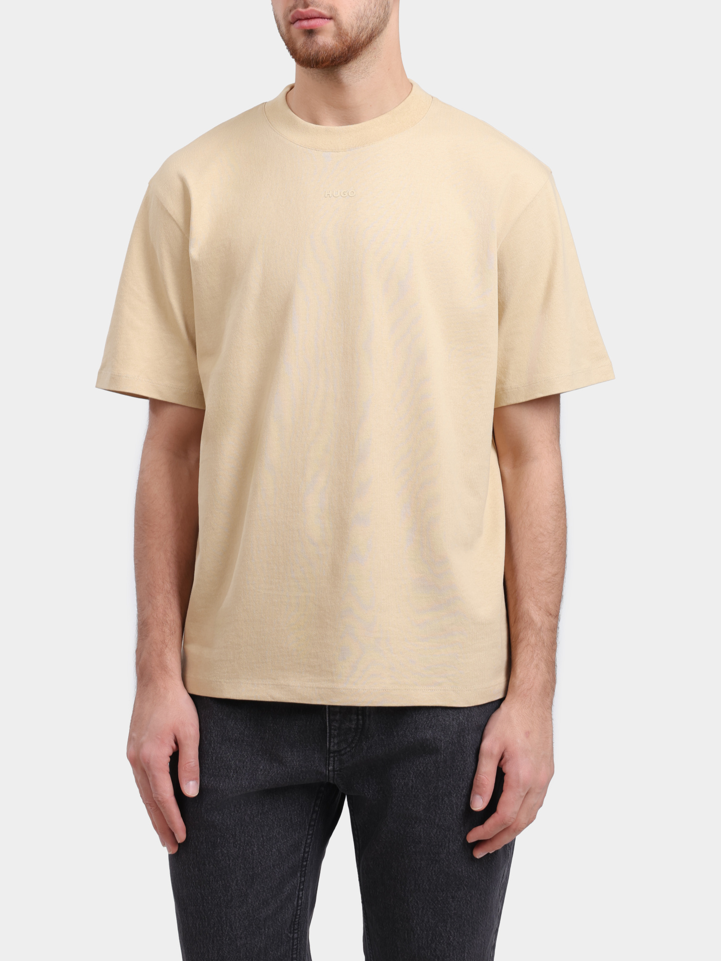 Футболка HUGO RED Dapolino 10248326 01 50488330 285 бежевая мужская хлопковая — купить в интернет-магазине Verdistore