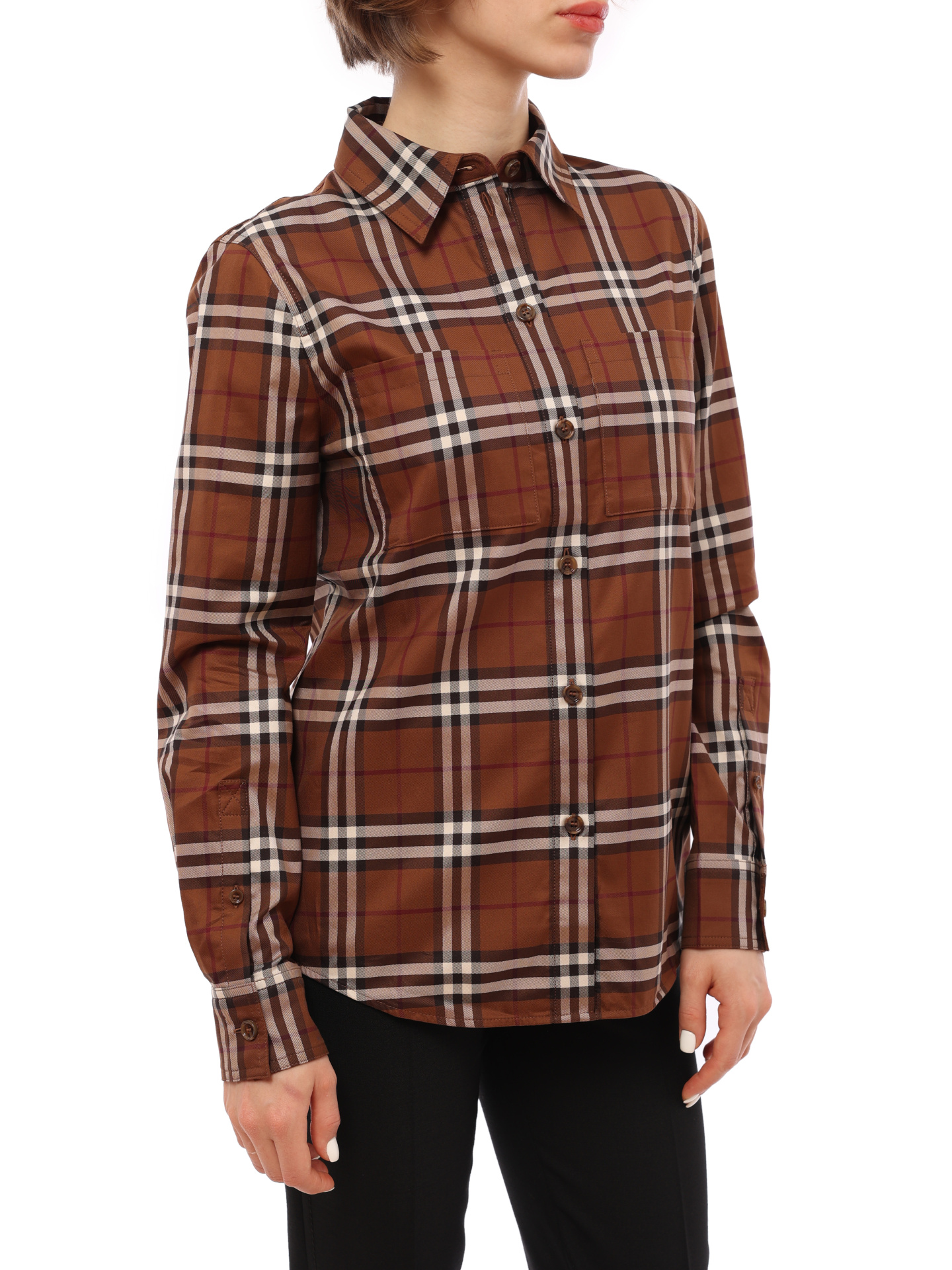 Рубашка Burberry 8063163 A9011 хлопковая женская в клетку — купить в интернет-магазине Verdistore
