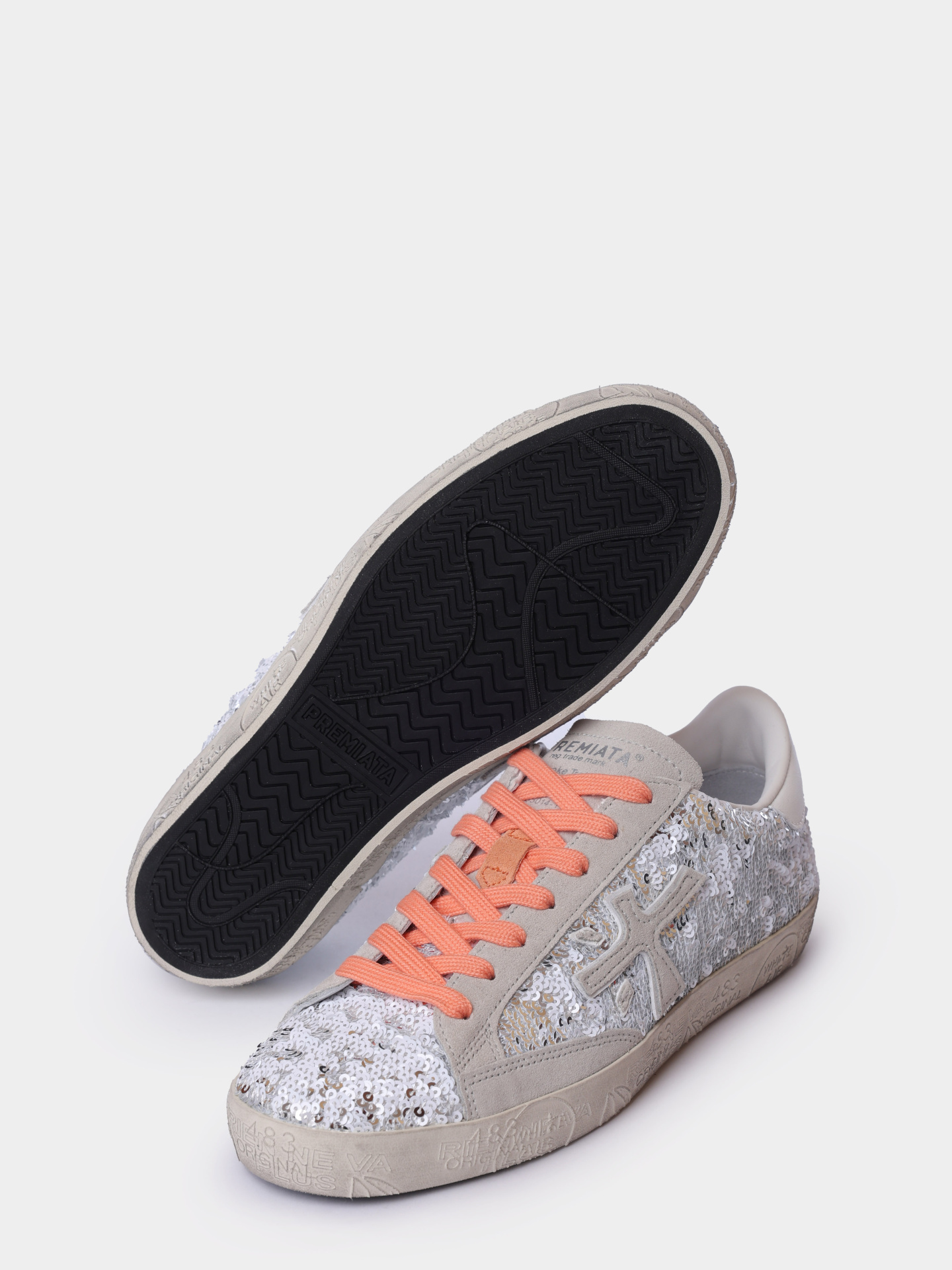 Кеды Premiata STEVEND VAR 7270 серые женские с пайетками — купить в интернет-магазине Verdistore