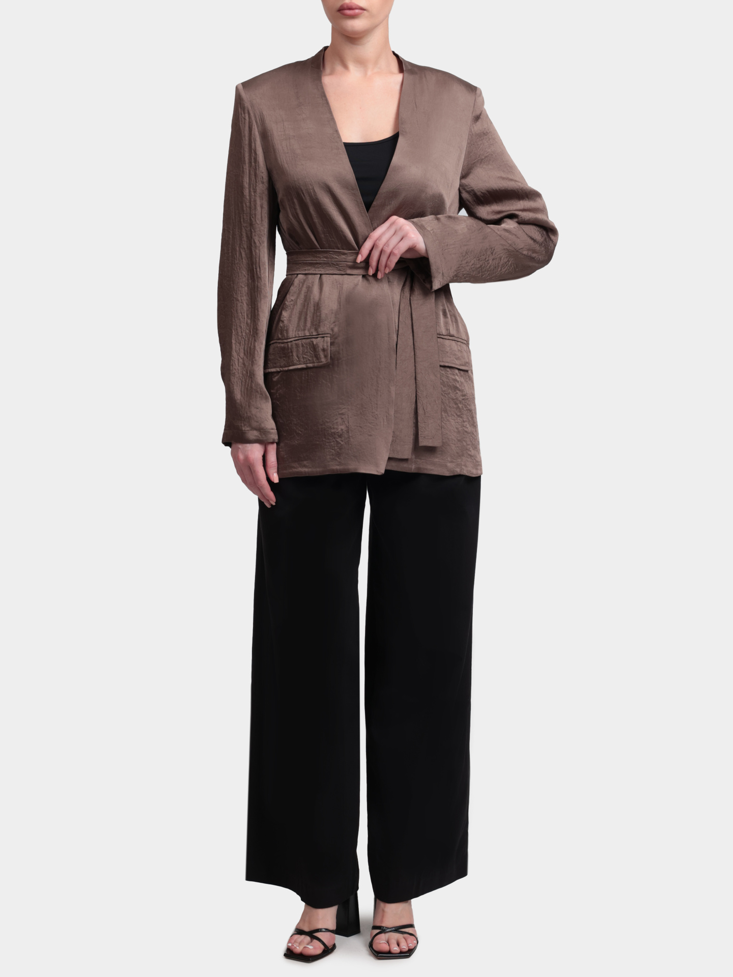 Жакет Marella Monochrome MLMPANDA 001 коричневый женский с эффектом жатой текстуры — купить в интернет-магазине Verdistore