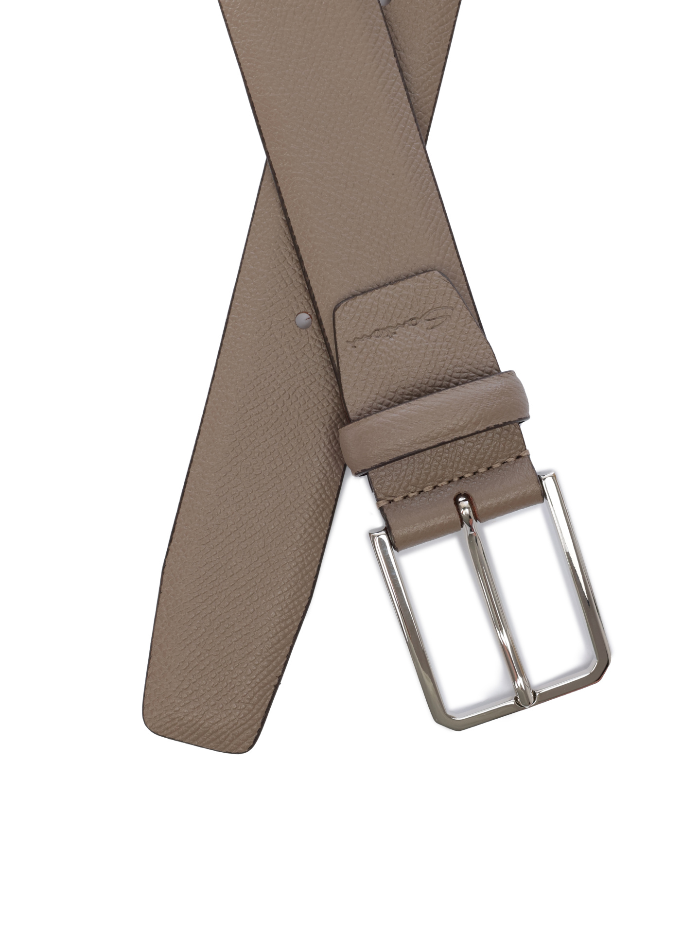 Ремень бежевый кожаный с металлической пряжкой — купить в интернет-магазине Verdistore