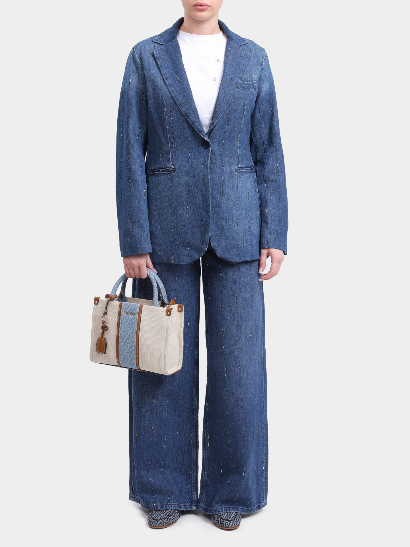 Жакет Liu-Jo BLUE DENIM UA6107 D0315 78033 темно-синий женский со стразами  — купить в интернет-магазине Verdistore