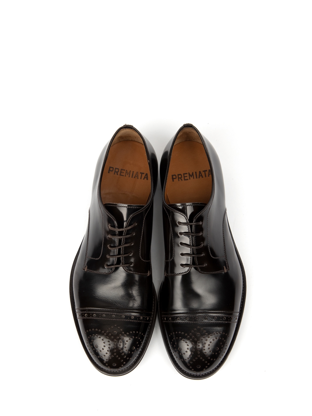 Туфли из гладкой отполированной до блеска коричневой кожи — купить в интернет-магазине Verdistore