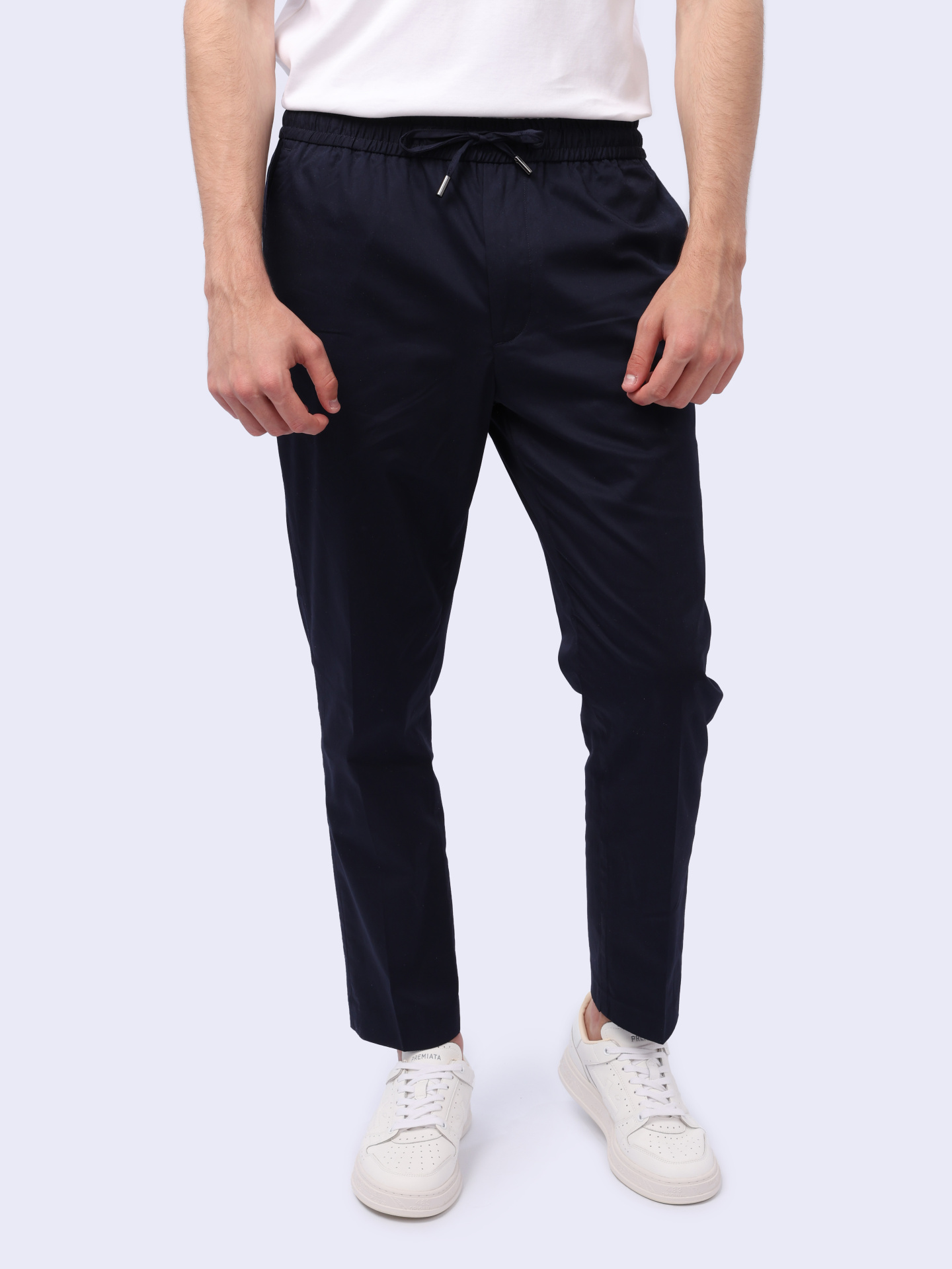 Брюки Calvin Klein K10K111705 темно-синие мужские из хлопка — купить в интернет-магазине Verdistore