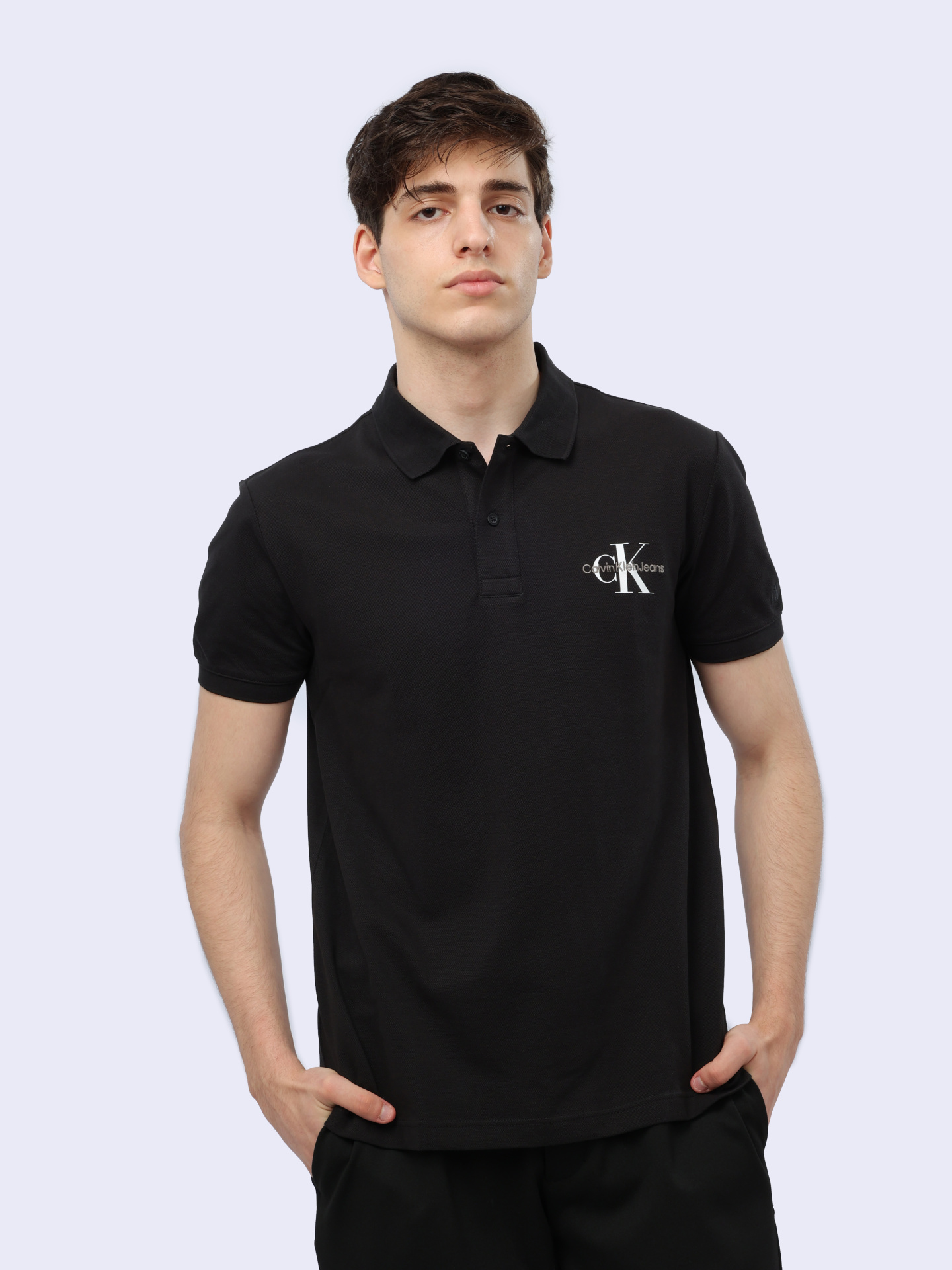 Поло Calvin Klein Jeans J30J323395 черное мужское из хлопка — купить в интернет-магазине Verdistore