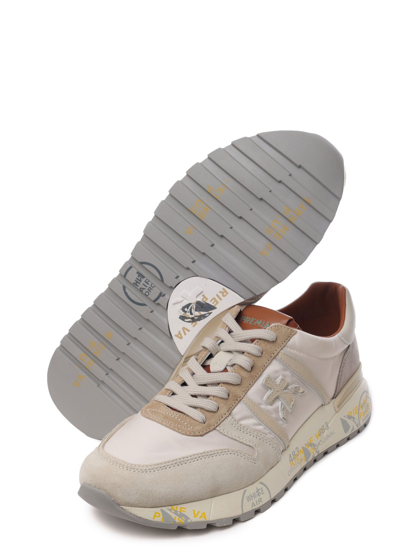 Кроссовки молочные на шнурках с принтом на белой подошве — купить в интернет-магазине Verdistore