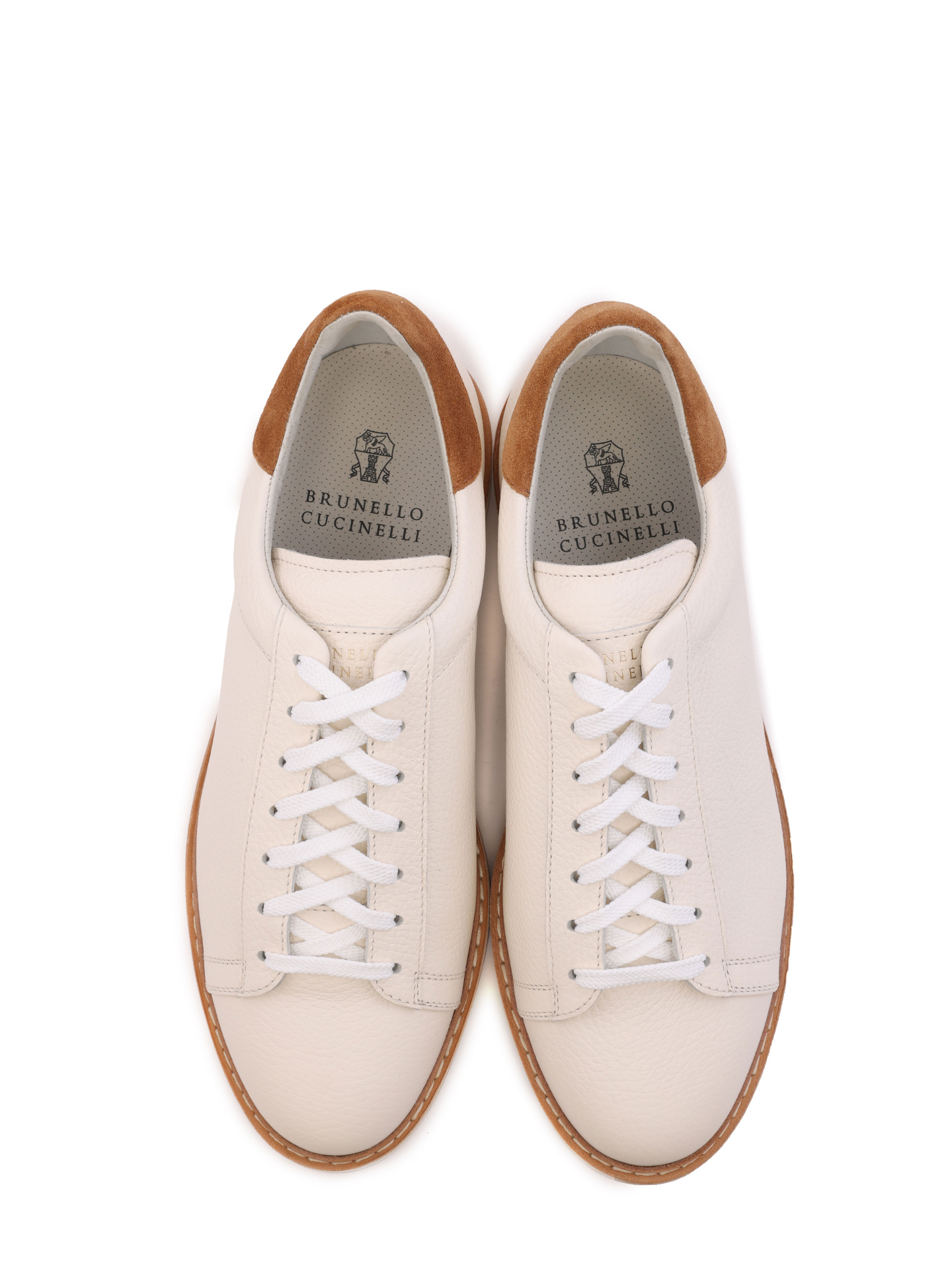 Кеды Brunello Cucinelli MZUALB2192 CLT57 кремовые мужские из кожи — купить в интернет-магазине Verdistore