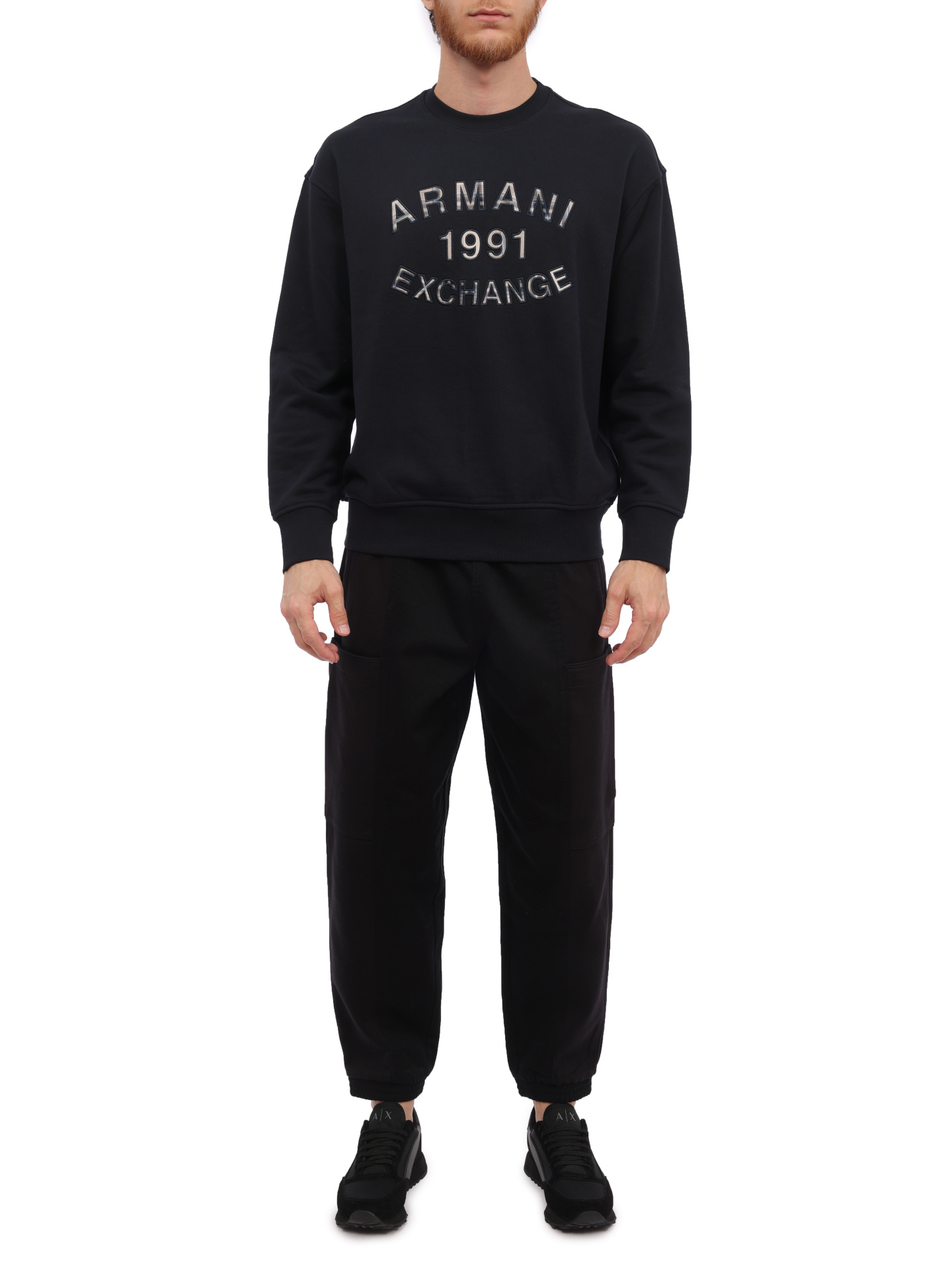 Свитшот Armani Exchange 6RZMGA ZJ4XZ 1583 черный мужской с логотипом — купить в интернет-магазине Verdistore