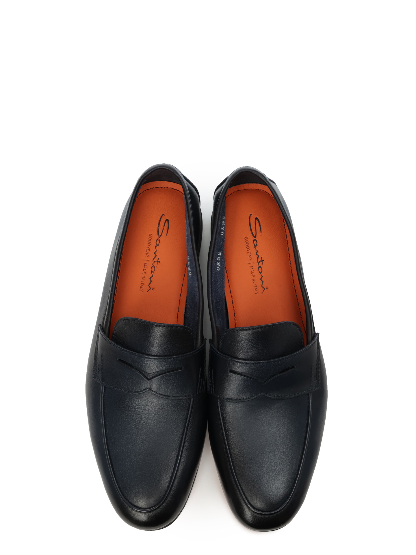 Лоферы темно-синие кожаные с острым носком и поднятой задней частью — купить в интернет-магазине Verdistore