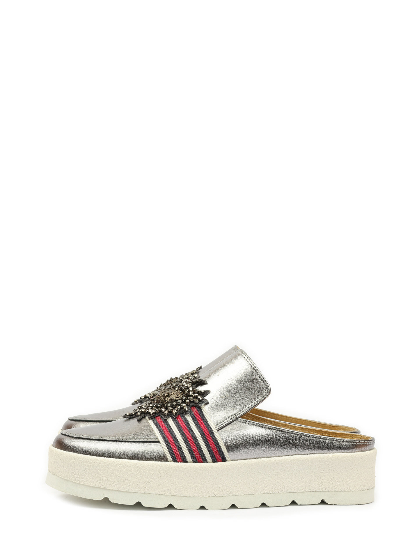 Слипоны Baldan ESP 271 серебристые женские с отделкой из страз — купить в интернет-магазине Verdistore