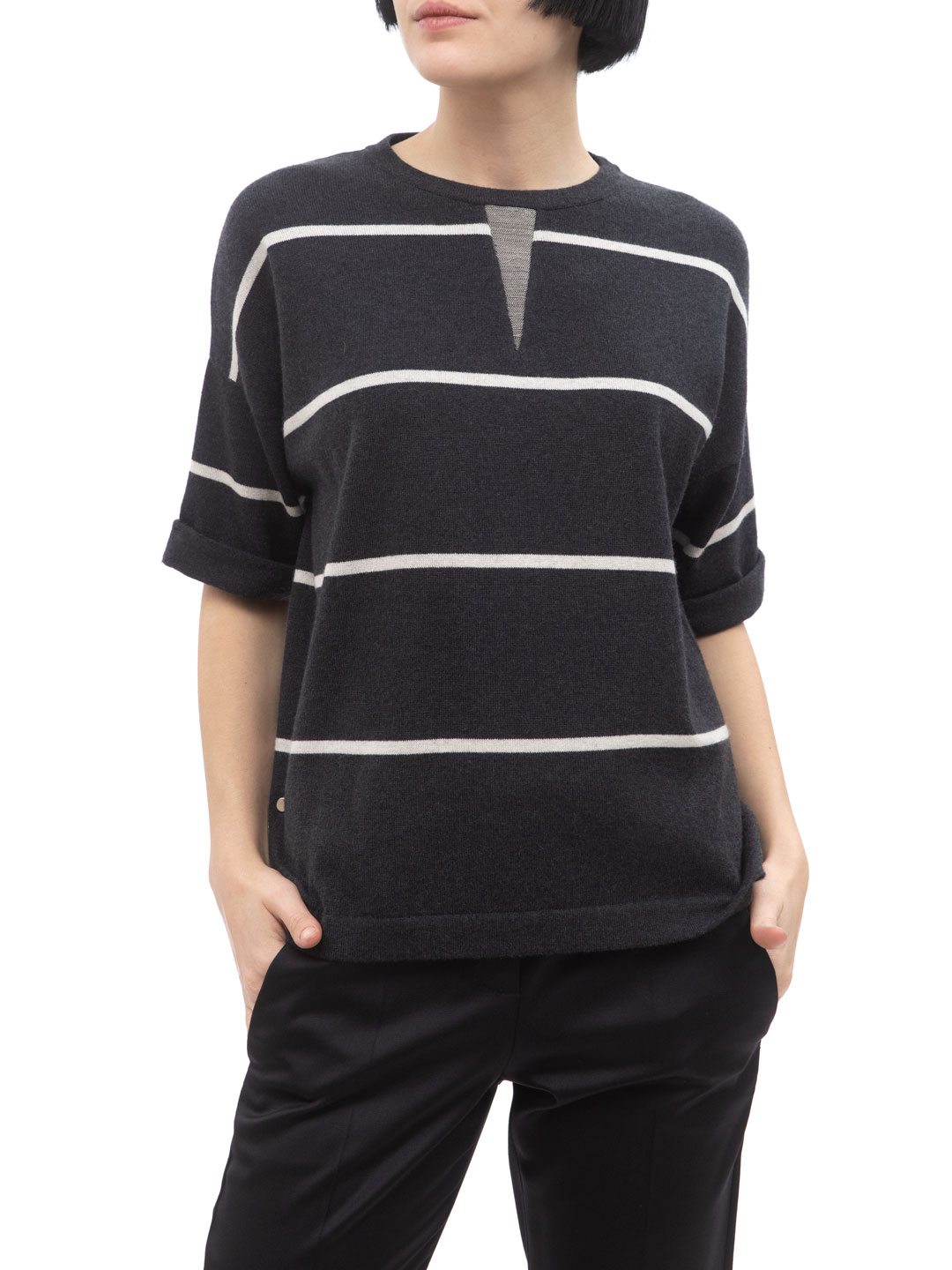 Джемпер Brunello Cucinelli M12153220 полосатый женский — купить в интернет-магазине Verdistore