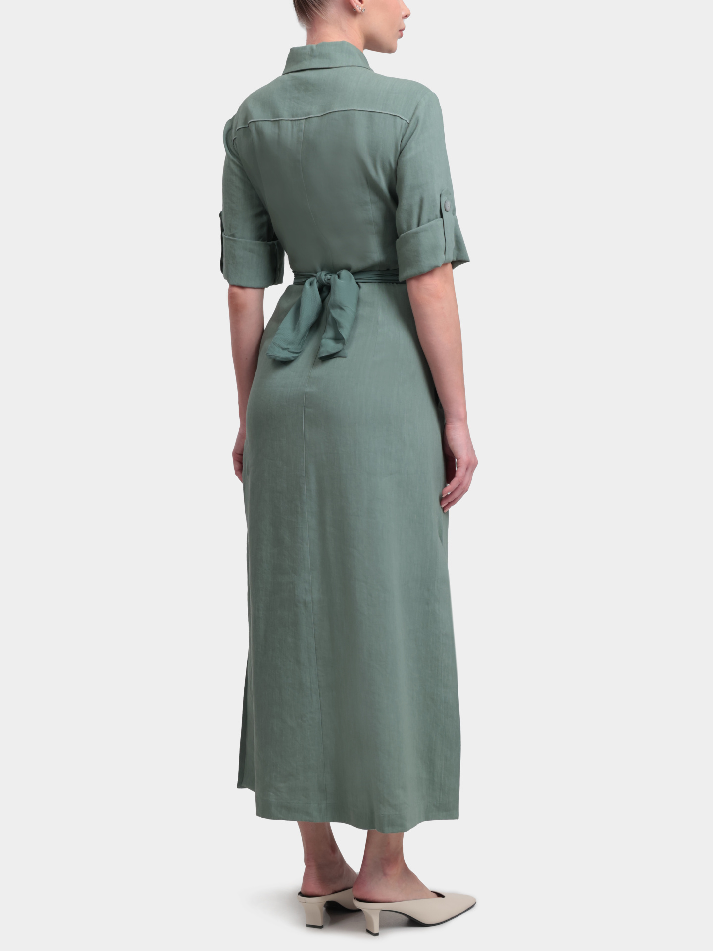 Платье Marella Monochrome MLMMACINA 003 зеленое женское с поясом — купить в интернет-магазине Verdistore