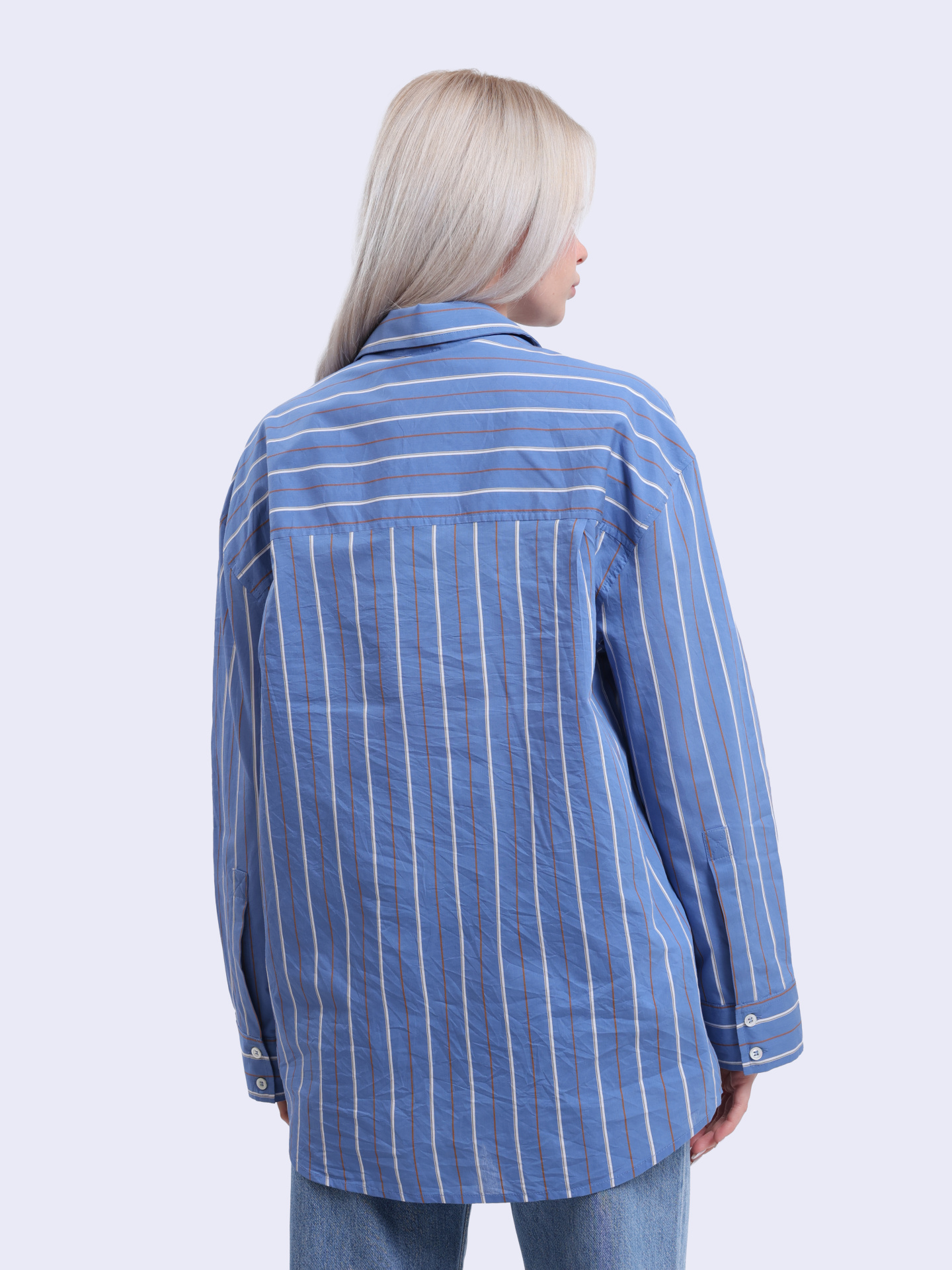 Рубашка 104708 A2ET EZZ синяя из муслина с ювелирной вышивкой — купить в интернет-магазине Verdistore