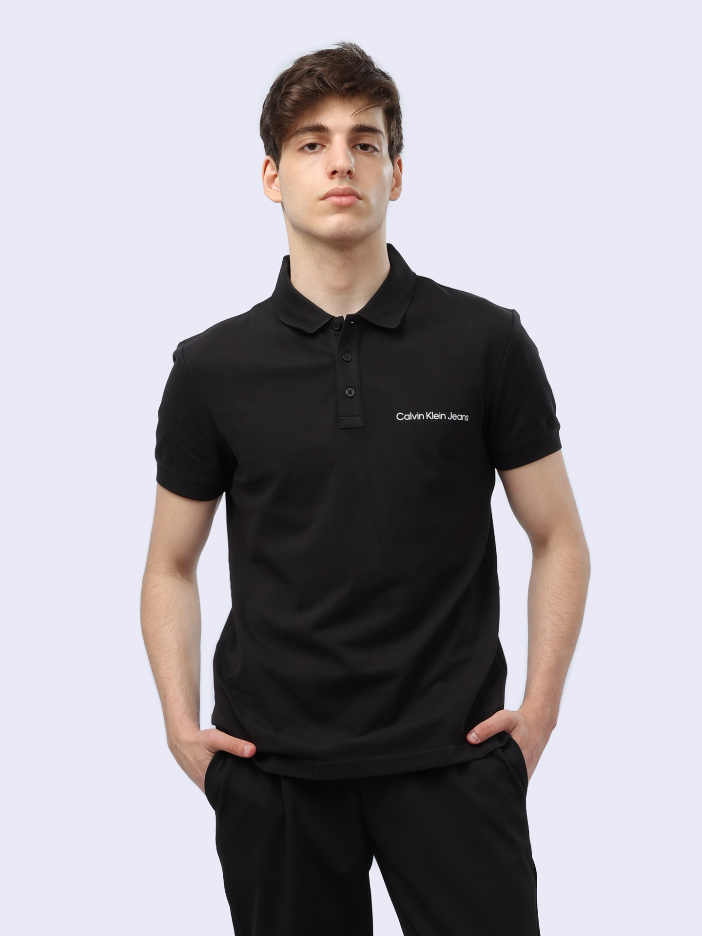 Поло Calvin Klein Jeans J30J325495 черное мужское из хлопка — купить в интернет-магазине Verdistore
