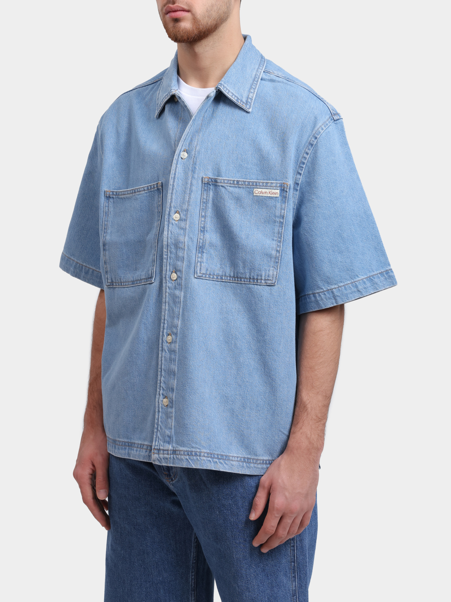 Рубашка Calvin Klein Jeans J30J327512 1AA джинсовая мужская — купить в интернет-магазине Verdistore