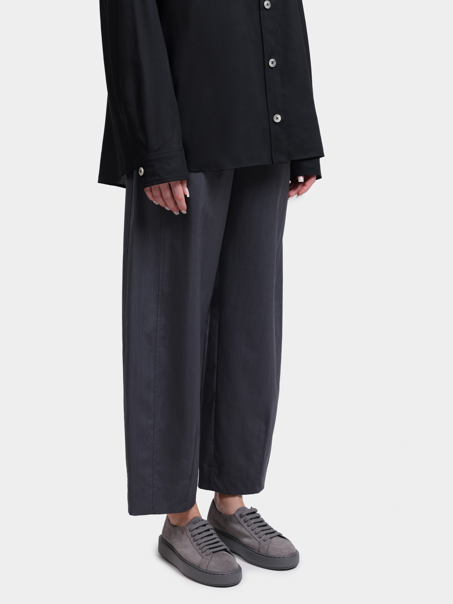 Брюки Herno PT000226D 33484 9487 серые женские прямого кроя укороченные  — купить в интернет-магазине Verdistore