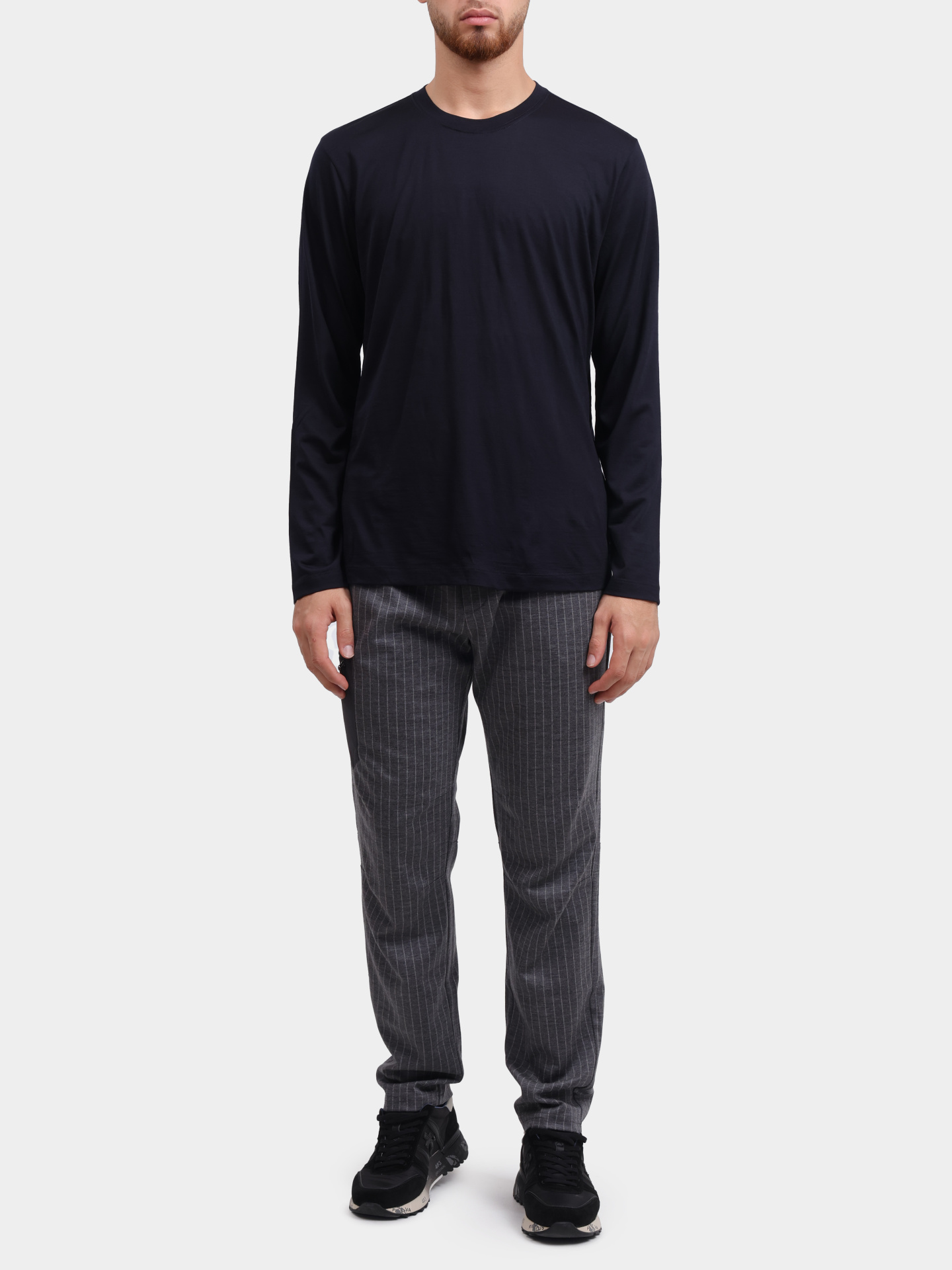 Лонгслив Sease LR040TJ014 B62 темно-синий мужской из шерсти — купить в интернет-магазине Verdistore