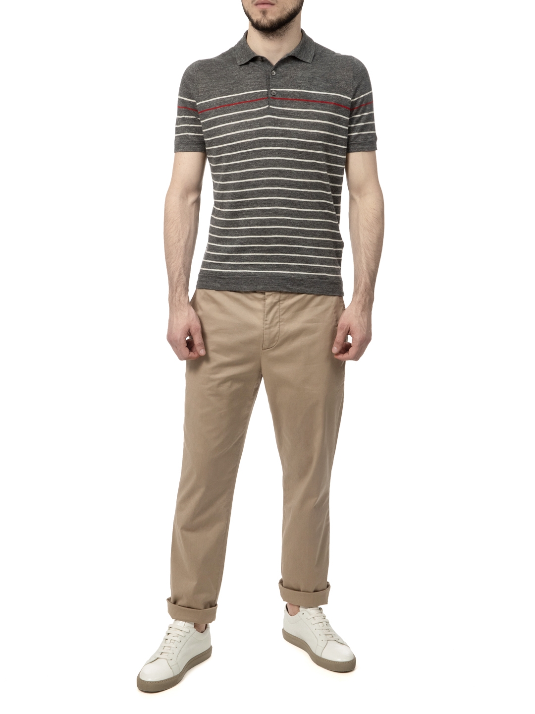 Поло Brunello Cucinelli M2L16305 CE472 полосатое мужское — купить в интернет-магазине Verdistore