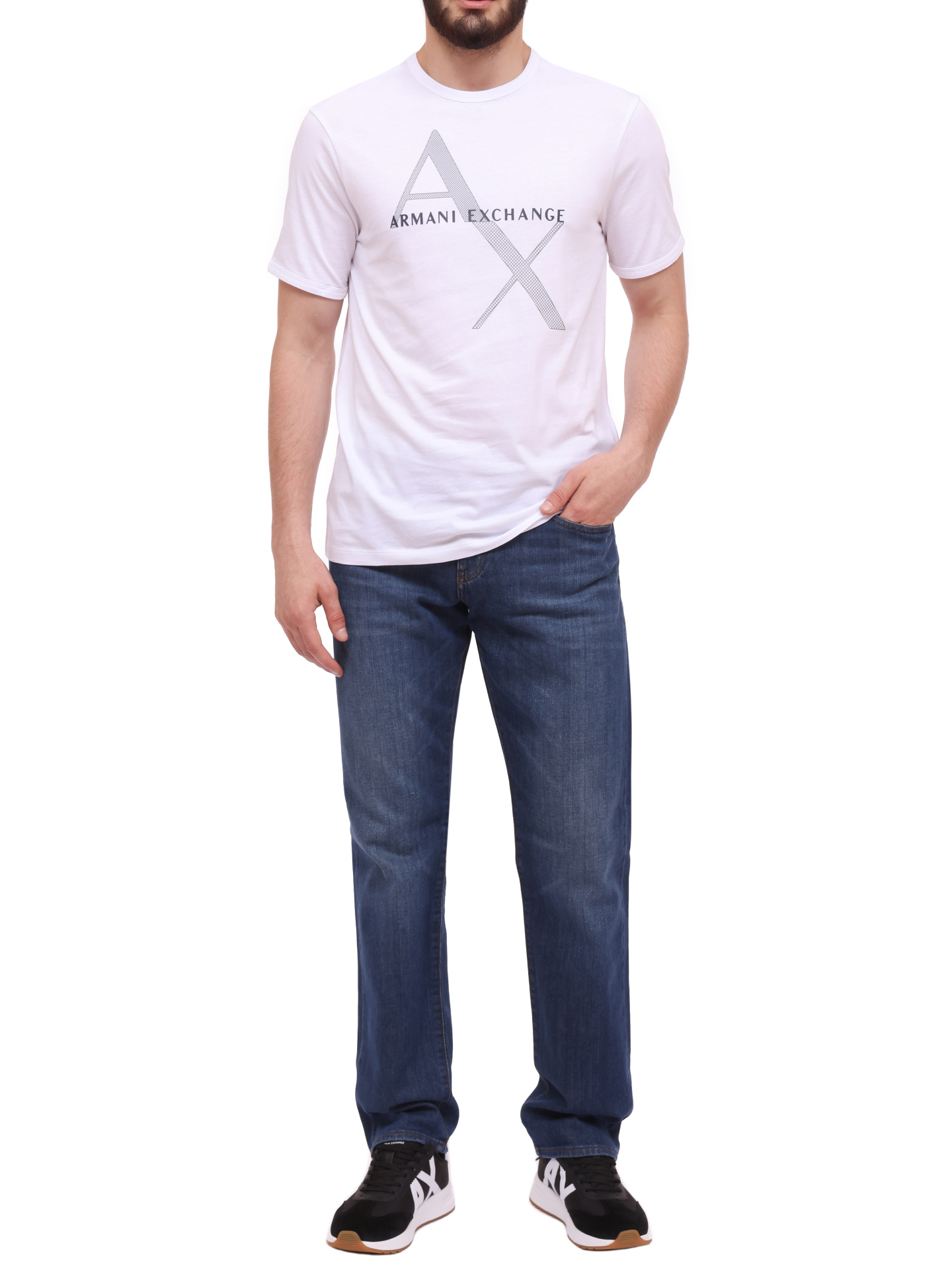 Футболка Armani Exchange 8NZT76 Z8H4Z 1100 белая мужская с логотипом — купить в интернет-магазине Verdistore