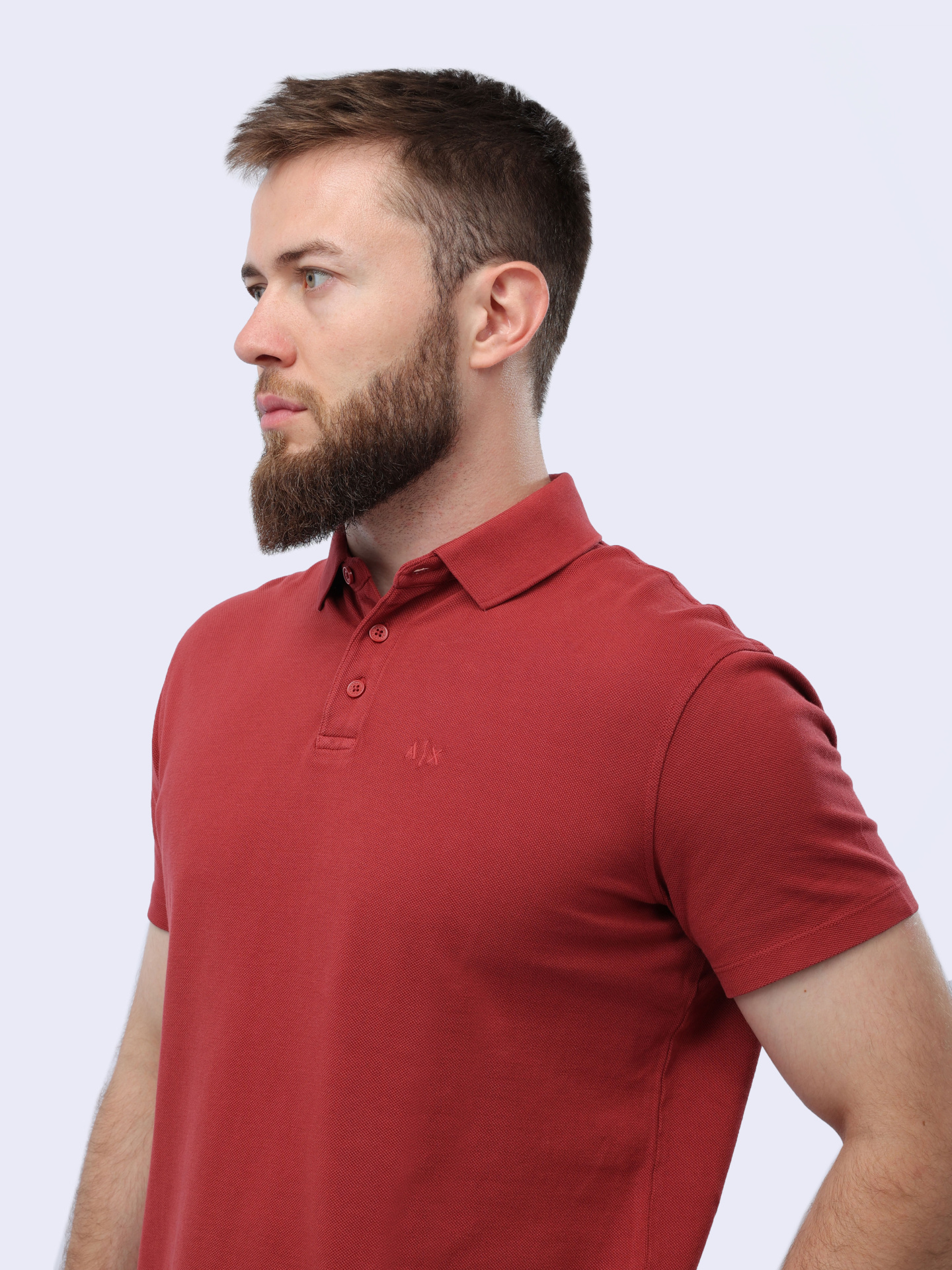 Поло Armani Exchange 3DZFAB ZJXUZ 14BM кирпичное мужское из хлопка — купить в интернет-магазине Verdistore