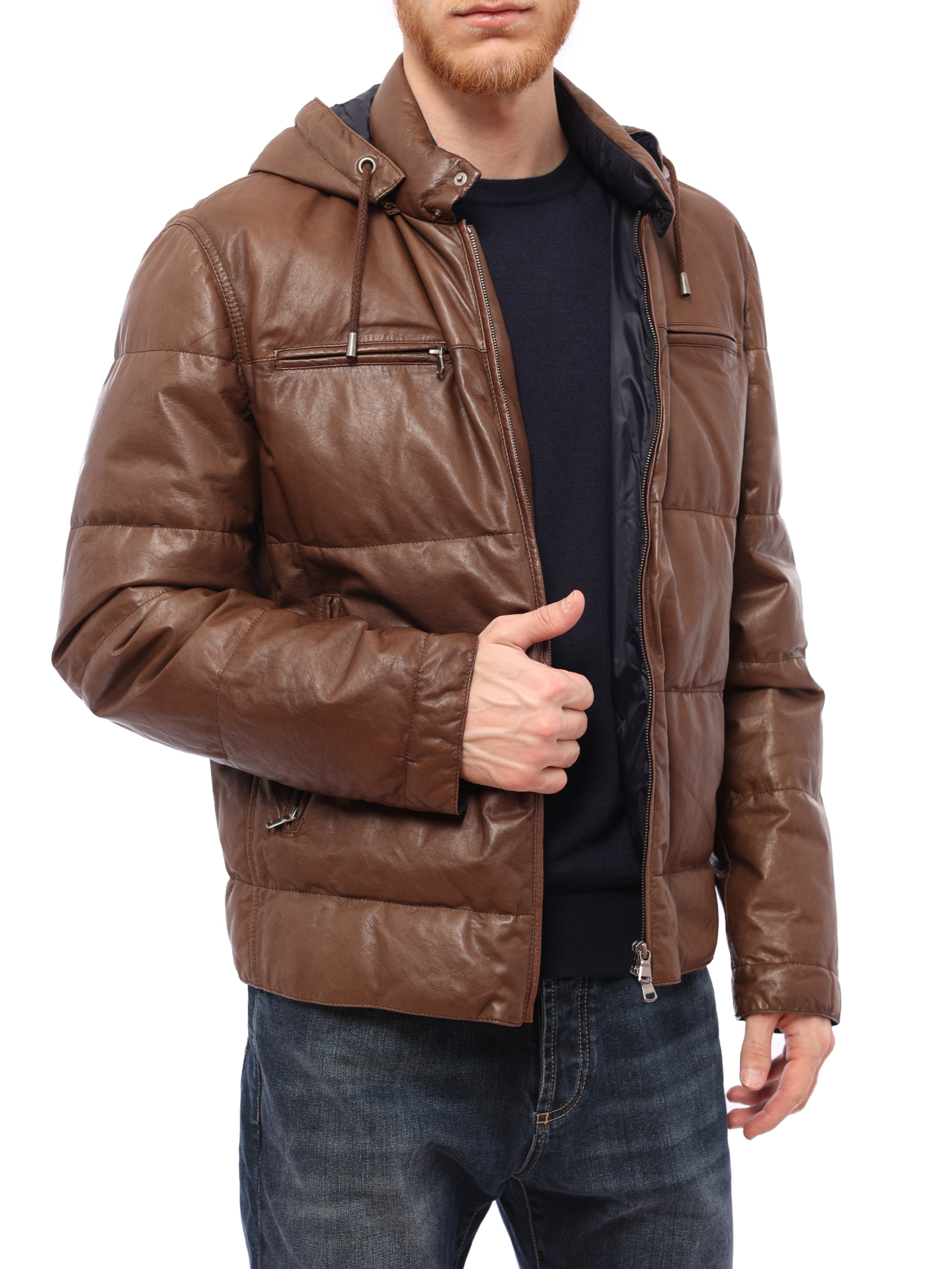 Куртка Brunello Cucinelli M0PNR1090 утепленная мужская из кожи — купить в интернет-магазине Verdistore