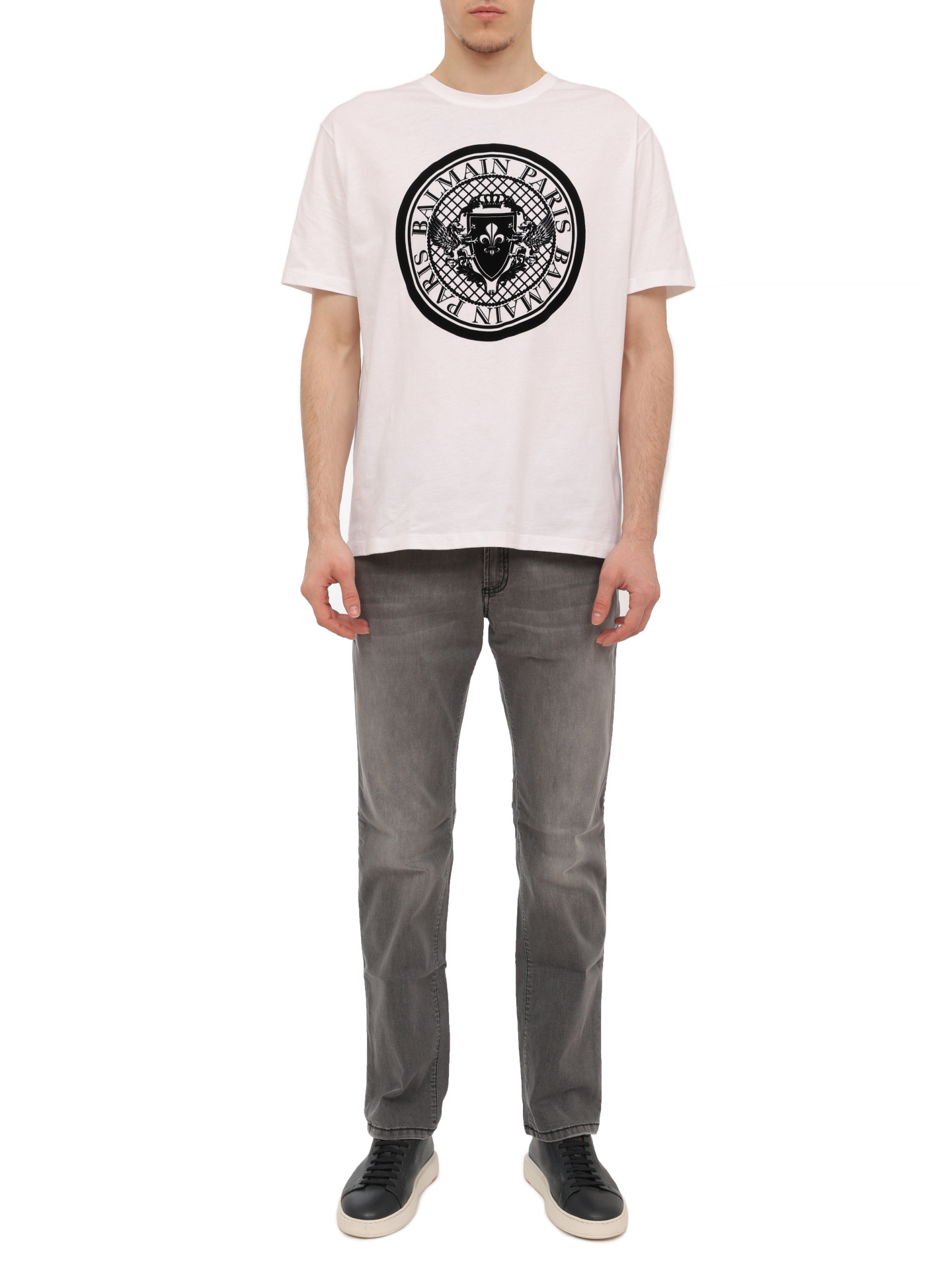 Футболка Balmain BH1EG000BB17 GAB белая мужская из хлопка — купить в интернет-магазине Verdistore