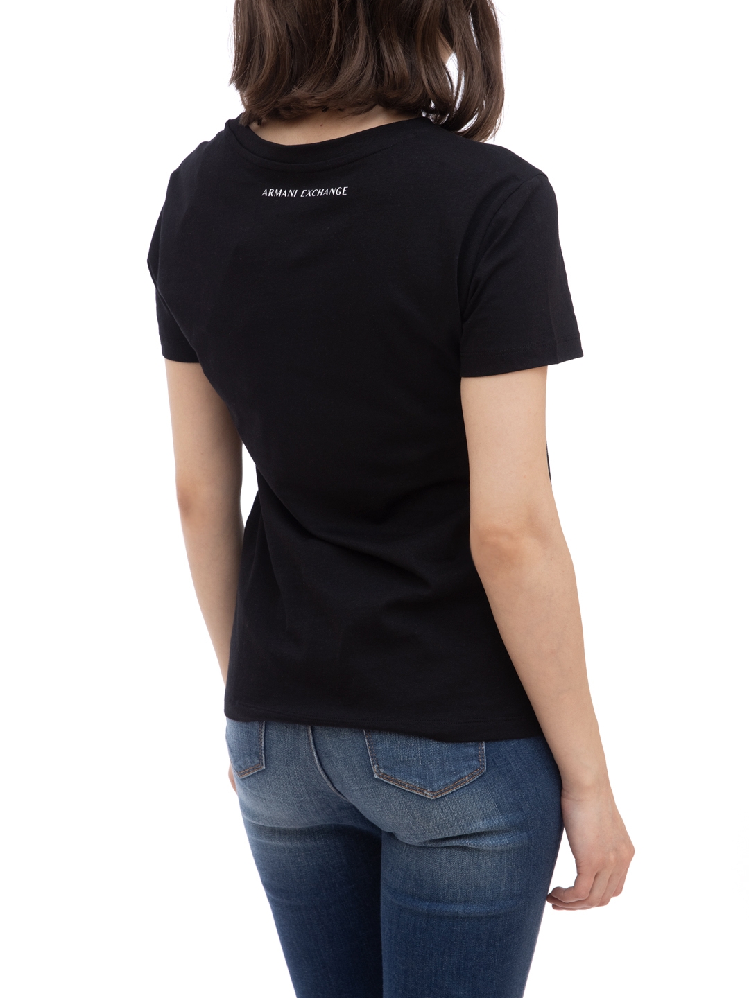 Футболка Armani Exchange 3KYTNA черная женская с принтом — купить в интернет-магазине Verdistore